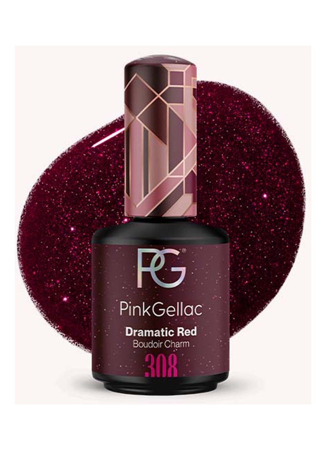 Pink Gellac 308 Dramatic Red - gel nagellak - voorkant 2 308 dramatic red