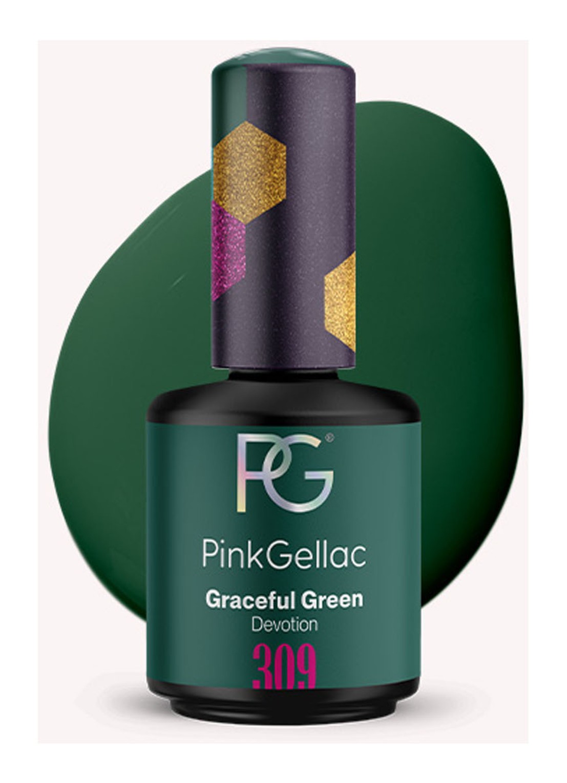 Pink Gellac 309 Graceful Green - gel nagellak - voorkant 309 graceful green