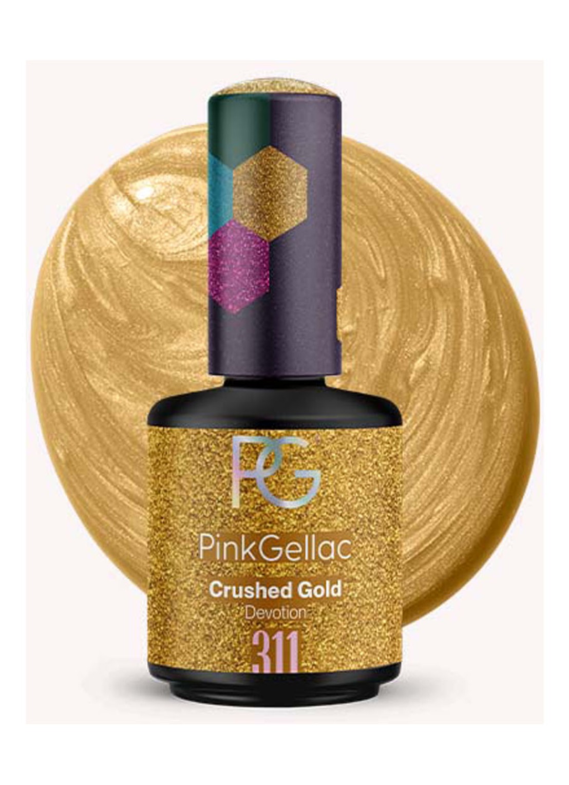 Pink Gellac 311 Crushed Gold - gel nagellak - voorkant 2 311 crushed gold
