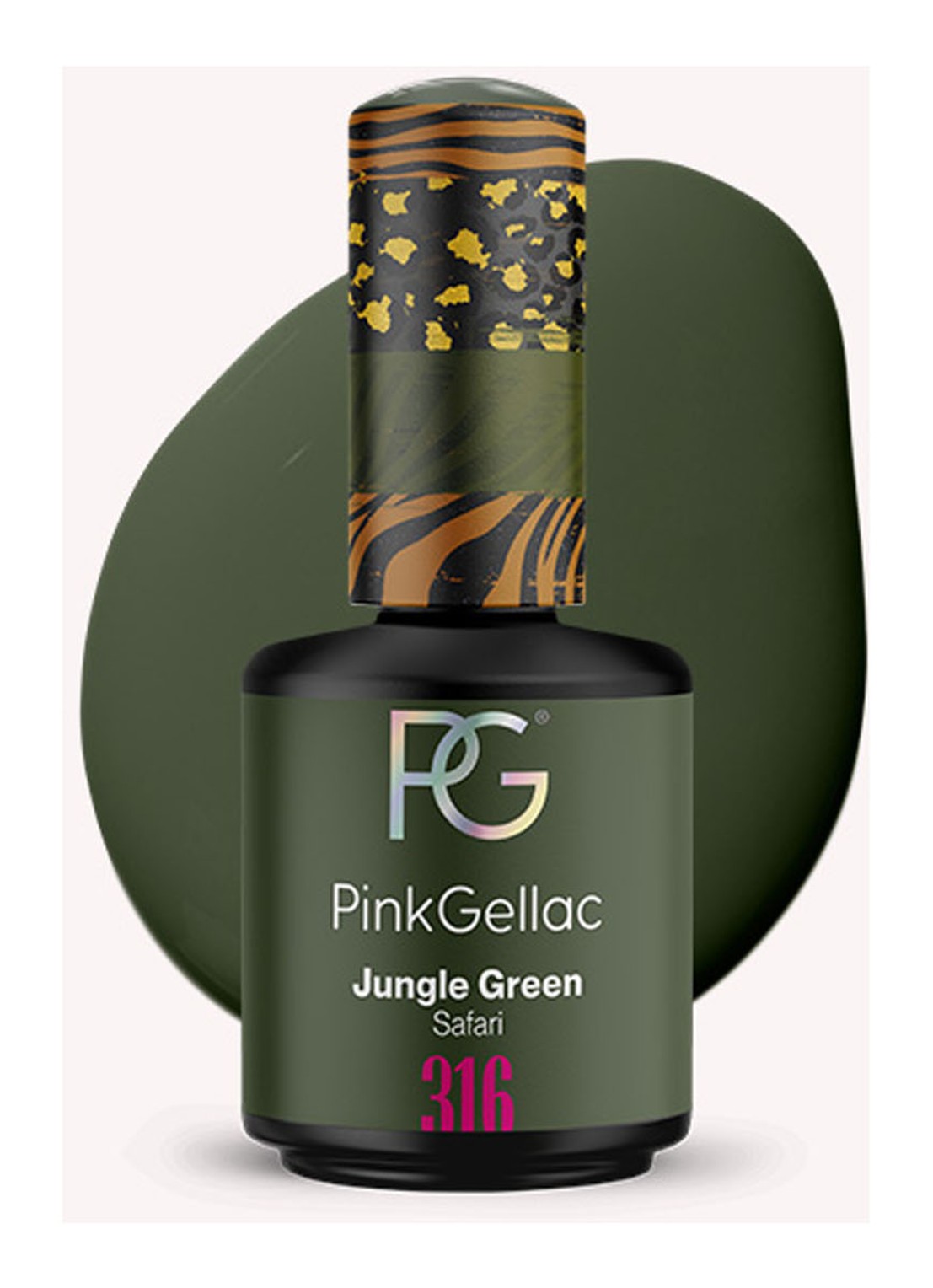 Pink Gellac 316 Jungle Green - gel nagellak - voorkant 2 316 jungle green