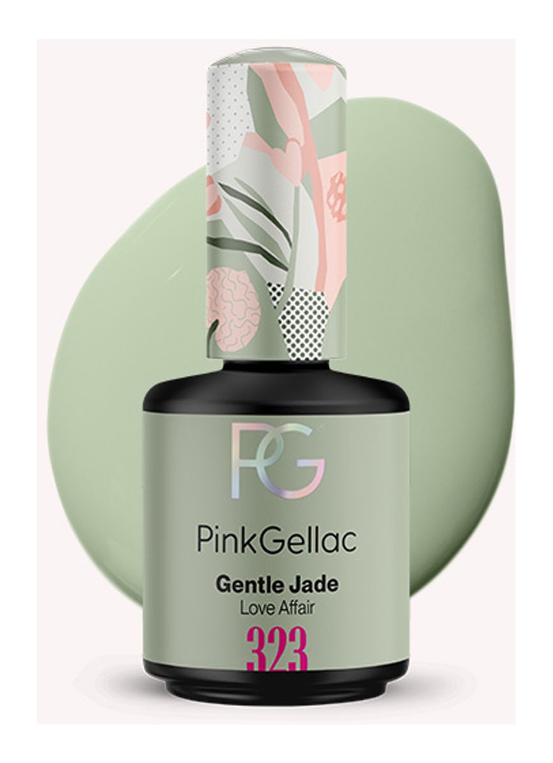 Pink Gellac 323 Gentle Jade - gel nagellak - voorkant 323 gentle jade