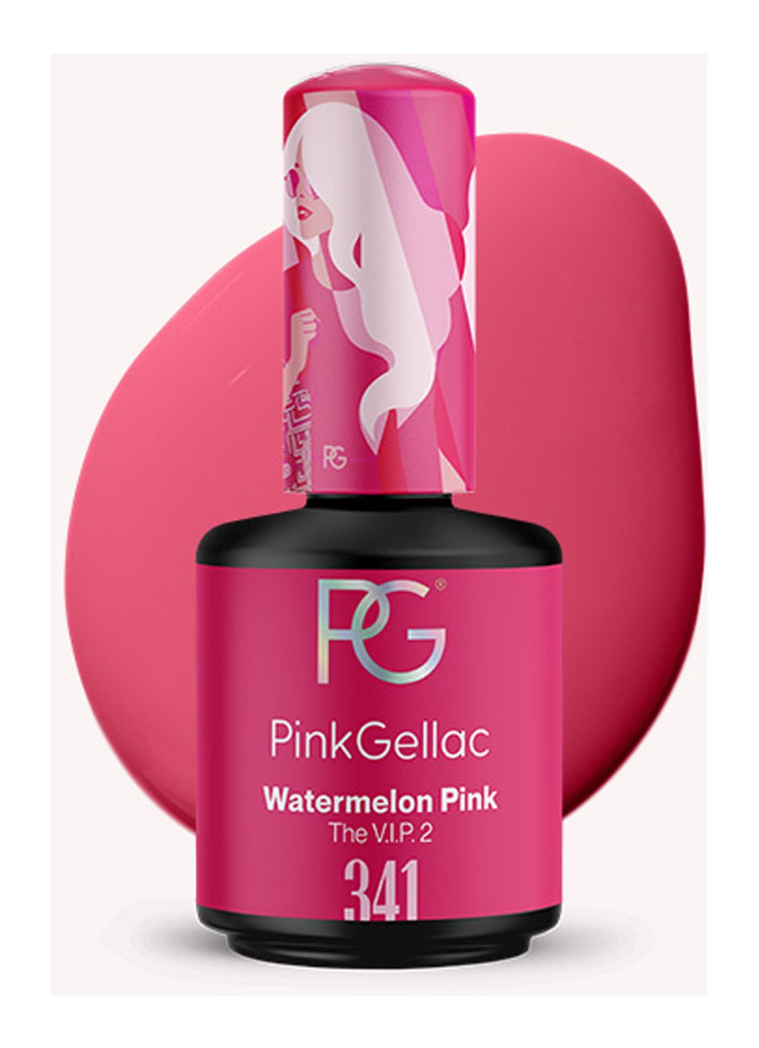 Pink Gellac 341 Watermelon Pink - gel nagellak - voorkant 341 watermelon pink