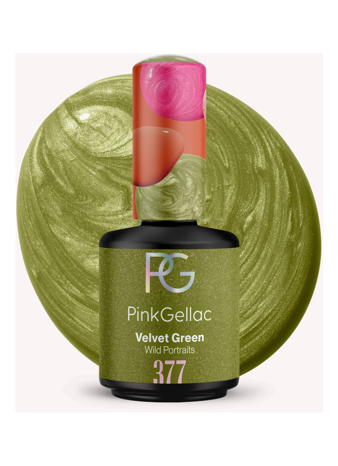 Pink Gellac 377 Velvet Green - gel nagellak - voorkant 377 velvet green