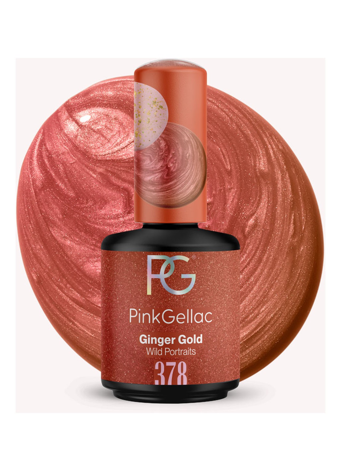 Pink Gellac 378 Ginger Gold - gel nagellak - voorkant 2 378 ginger gold