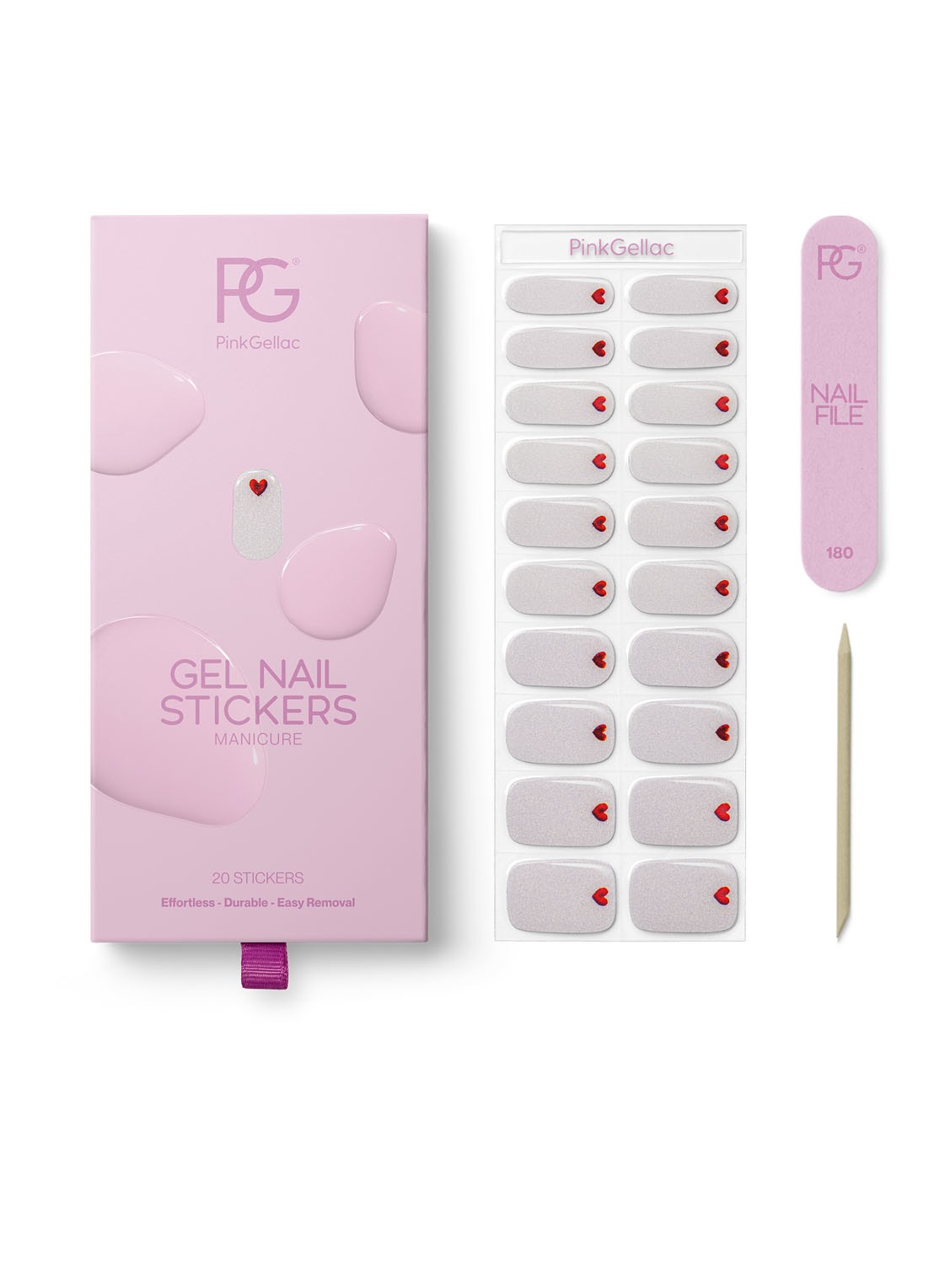 Pink Gellac Gel Stickers - nagelstickers - voorkant 3 037 loving hearts