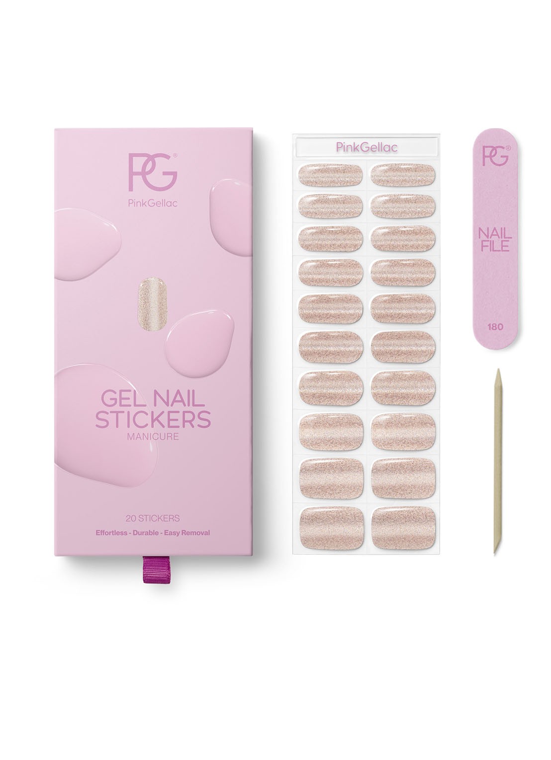 Pink Gellac Gel Stickers - nagelstickers - voorkant 025 cat eye champagne gold