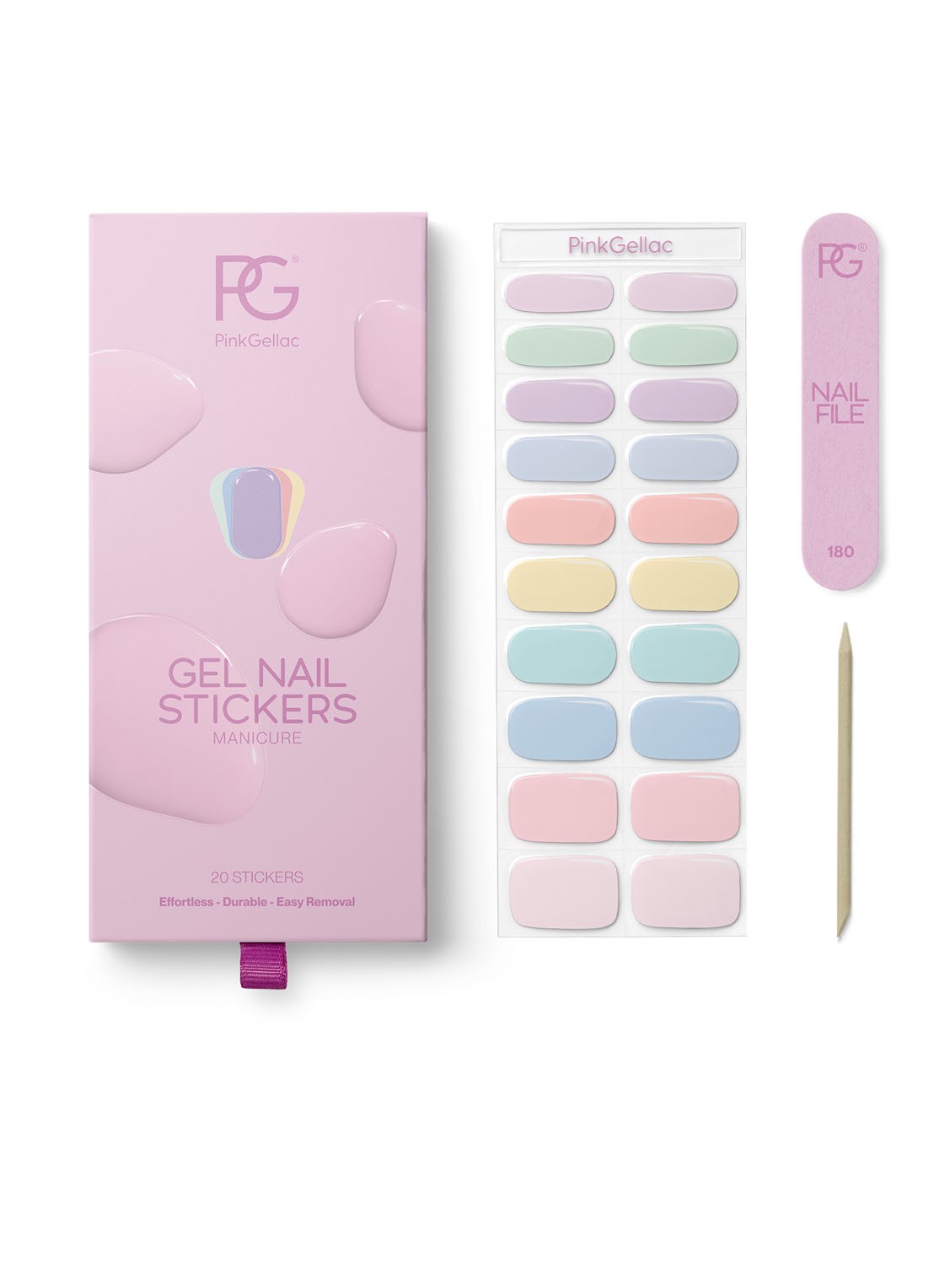Pink Gellac Gel Stickers - nagelstickers - voorkant pastel party