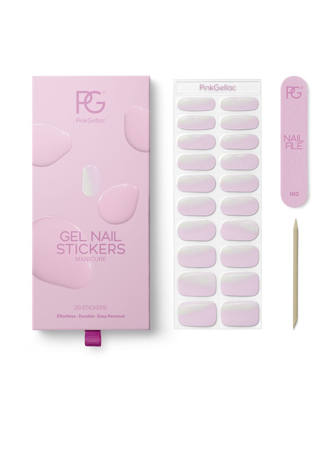 Pink Gellac Gel Stickers - nagelstickers - voorkant electric chrome