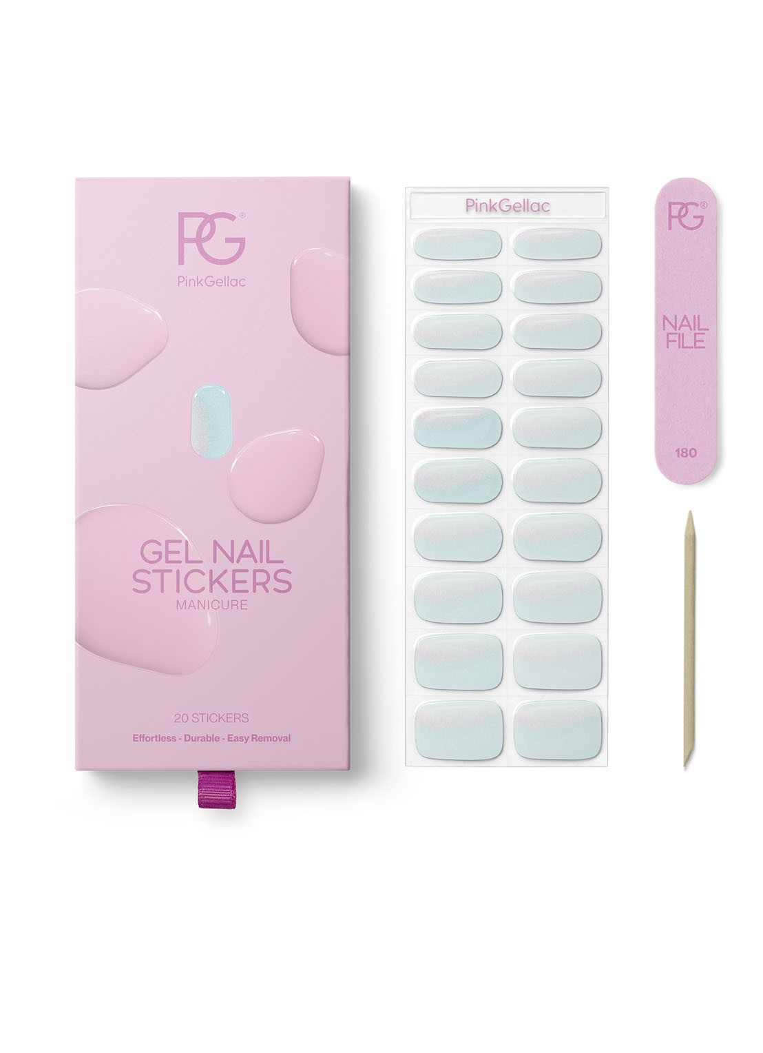 Pink Gellac Gel Stickers - nagelstickers - voorkant 4 minty chrome