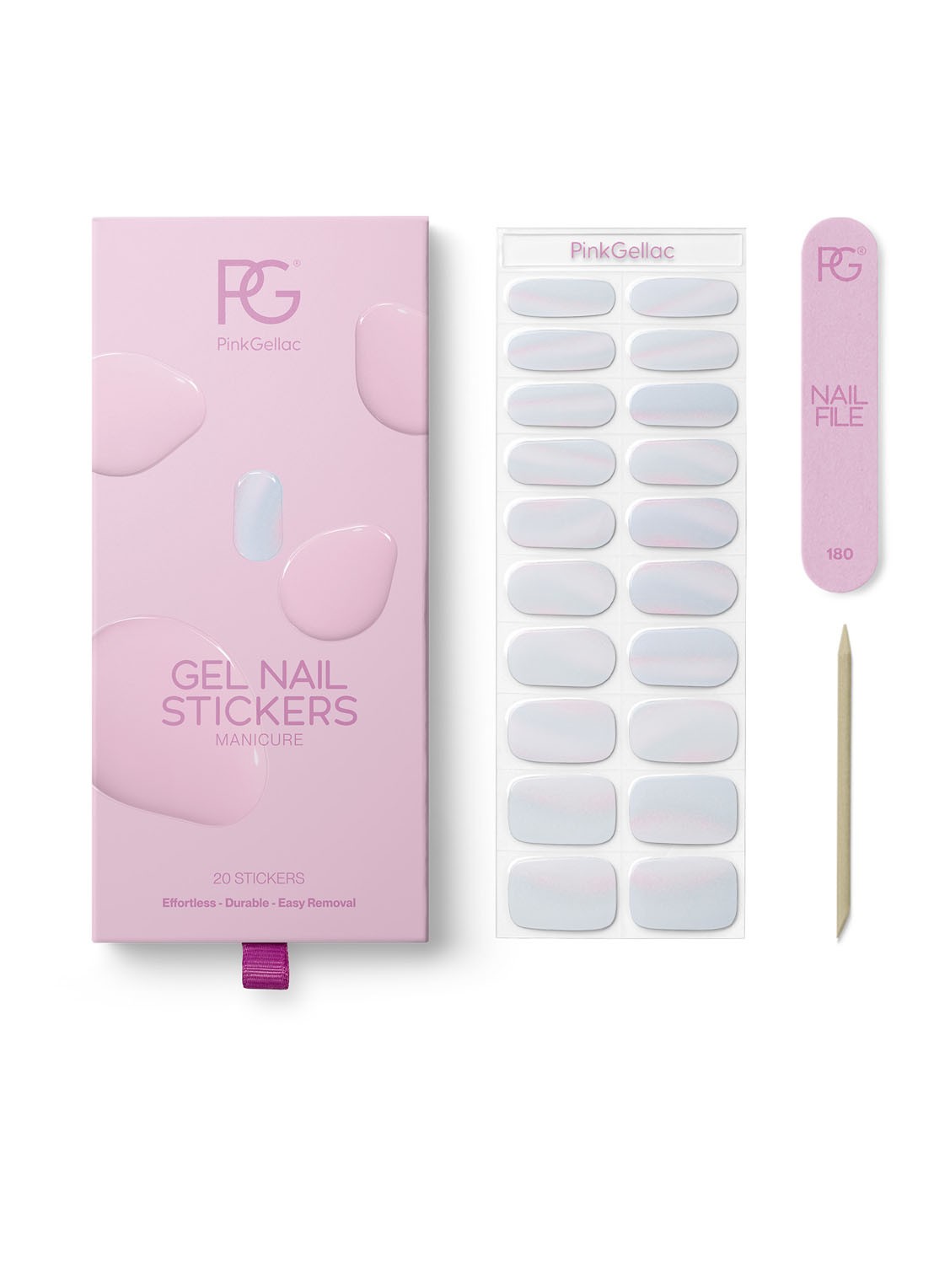 Pink Gellac Gel Stickers - nagelstickers - voorkant fairytale chrome