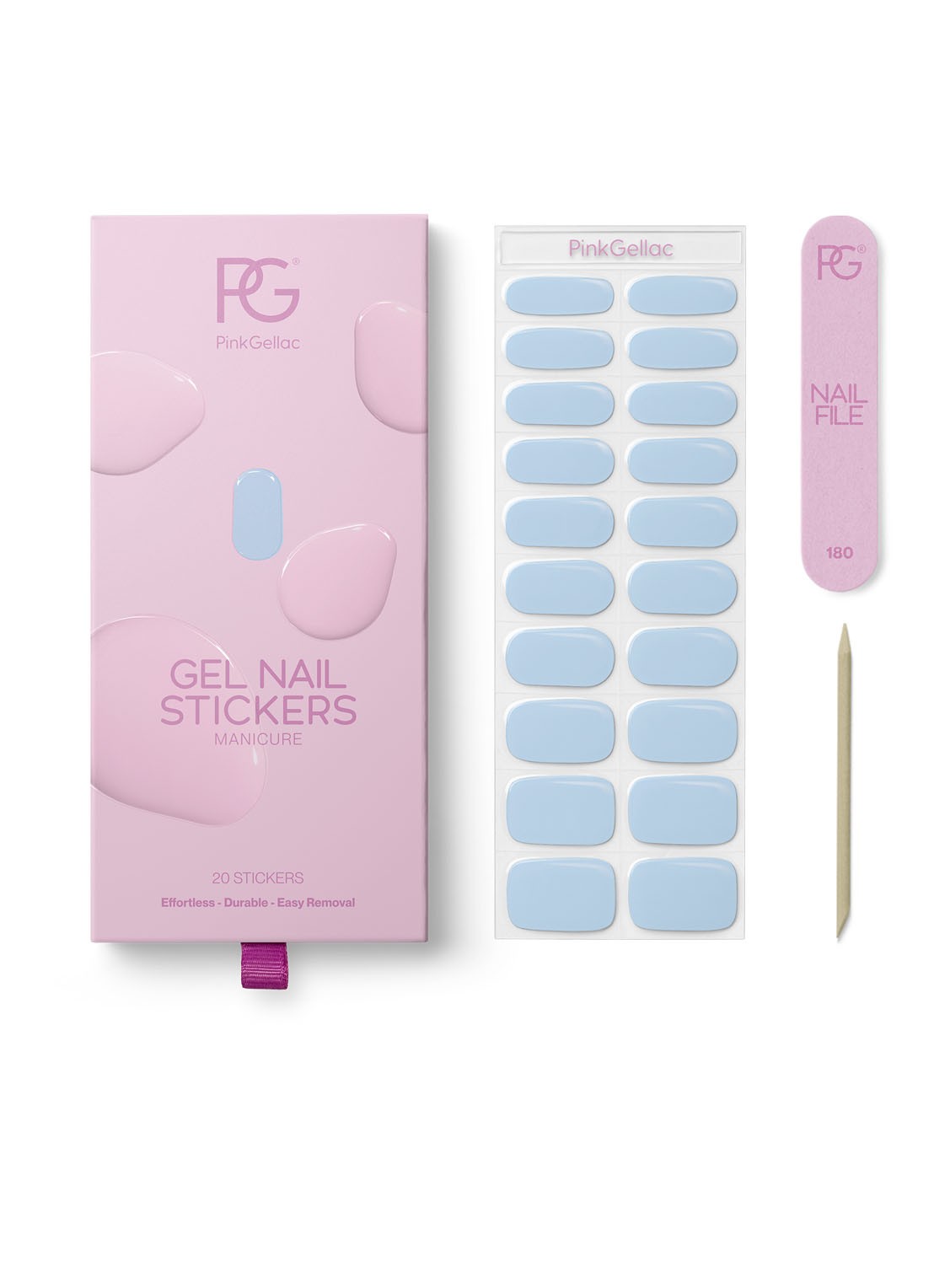 Pink Gellac Gel Stickers - nagelstickers - voorkant 4 powdery blue