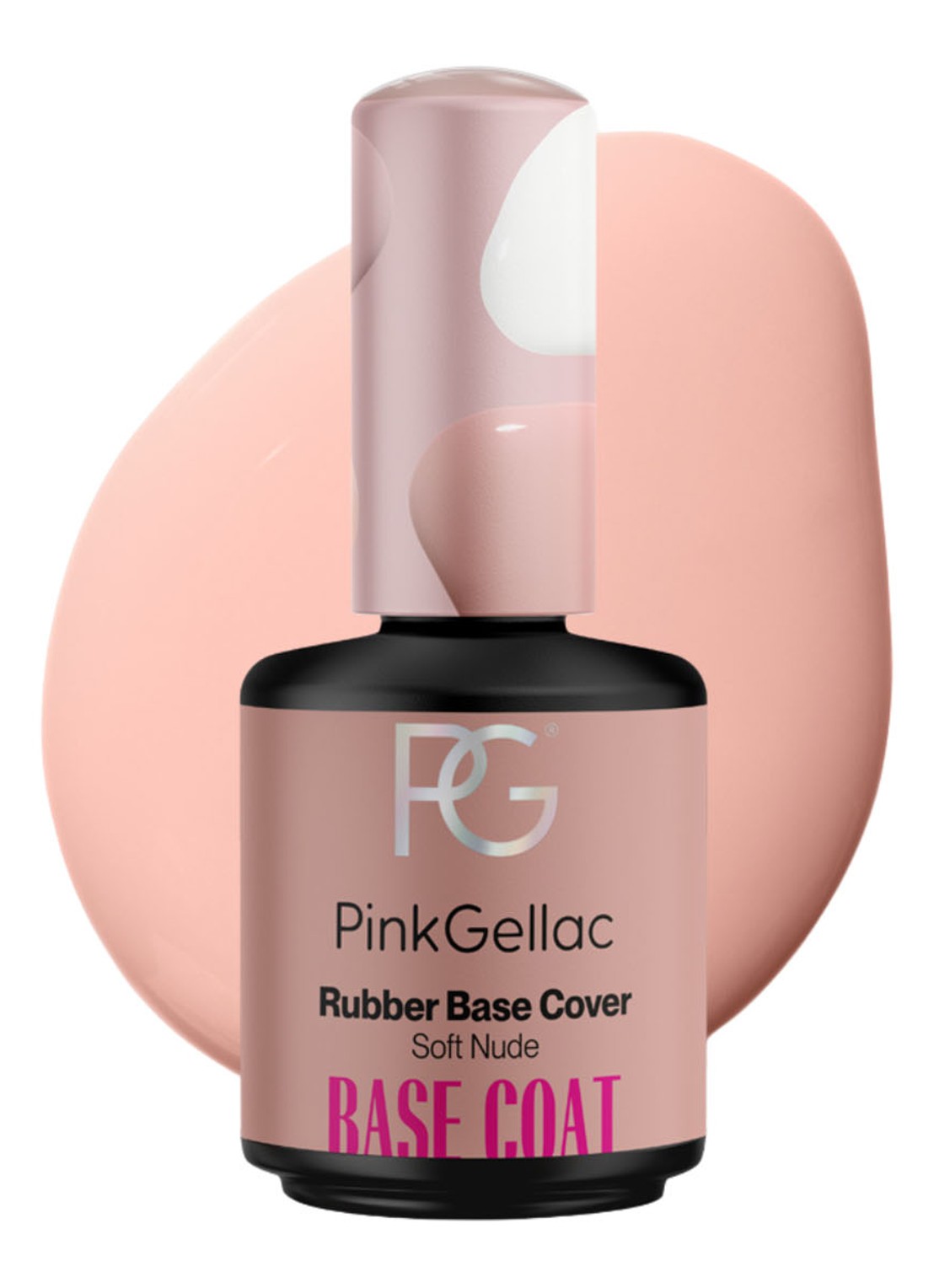 Pink Gellac Soft Nude Rubber Base - base coat gel nagellak - voorkant 2 soft nude