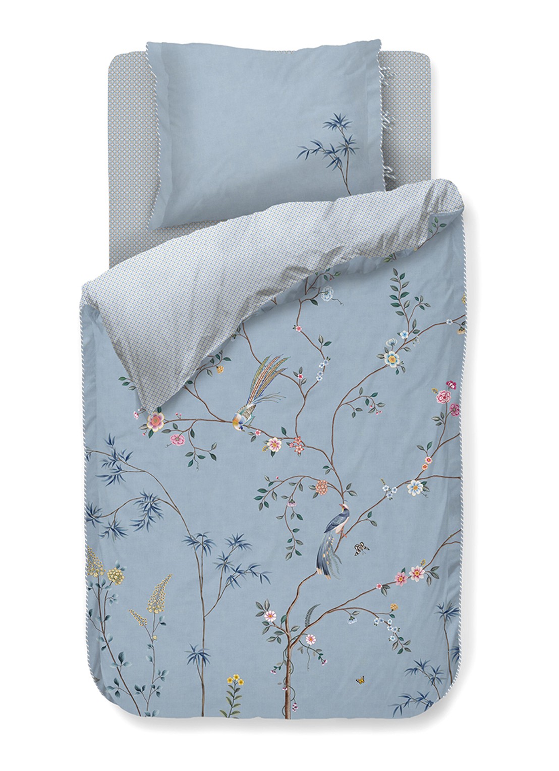 Pip Studio Bamboo Blossom dekbedovertrekset - inclusief kussenslopen - voorkant lichtblauw