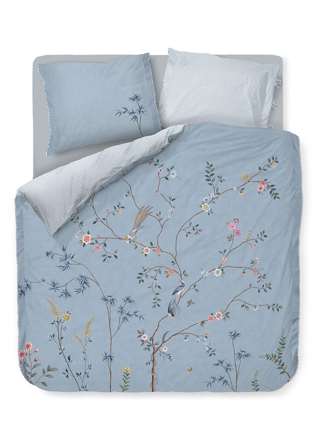 Pip Studio Bamboo Blossom dekbedovertrekset - inclusief kussenslopen - voorkant 3 lichtblauw