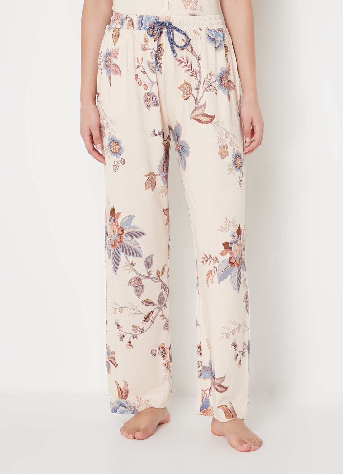 Pip Studio Belin pyjamabroek met bloemenprint - detail lindegroen