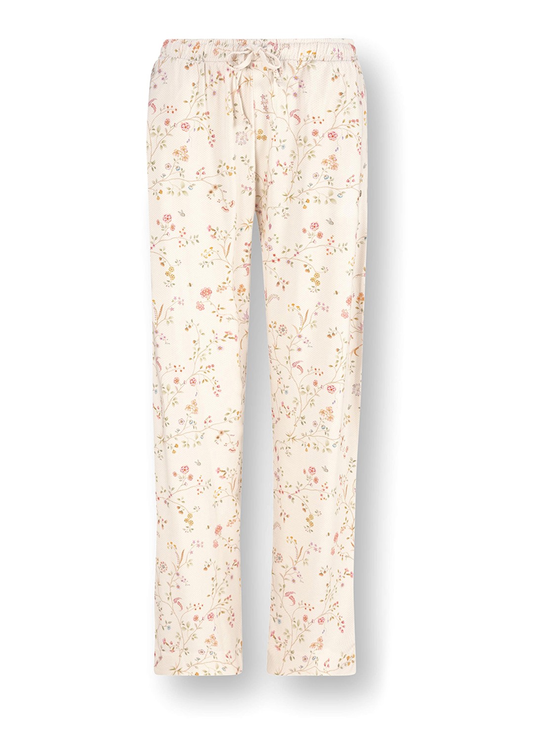 Pip Studio Belin pyjamabroek met bloemenprint - voorkant 5 gebroken wit