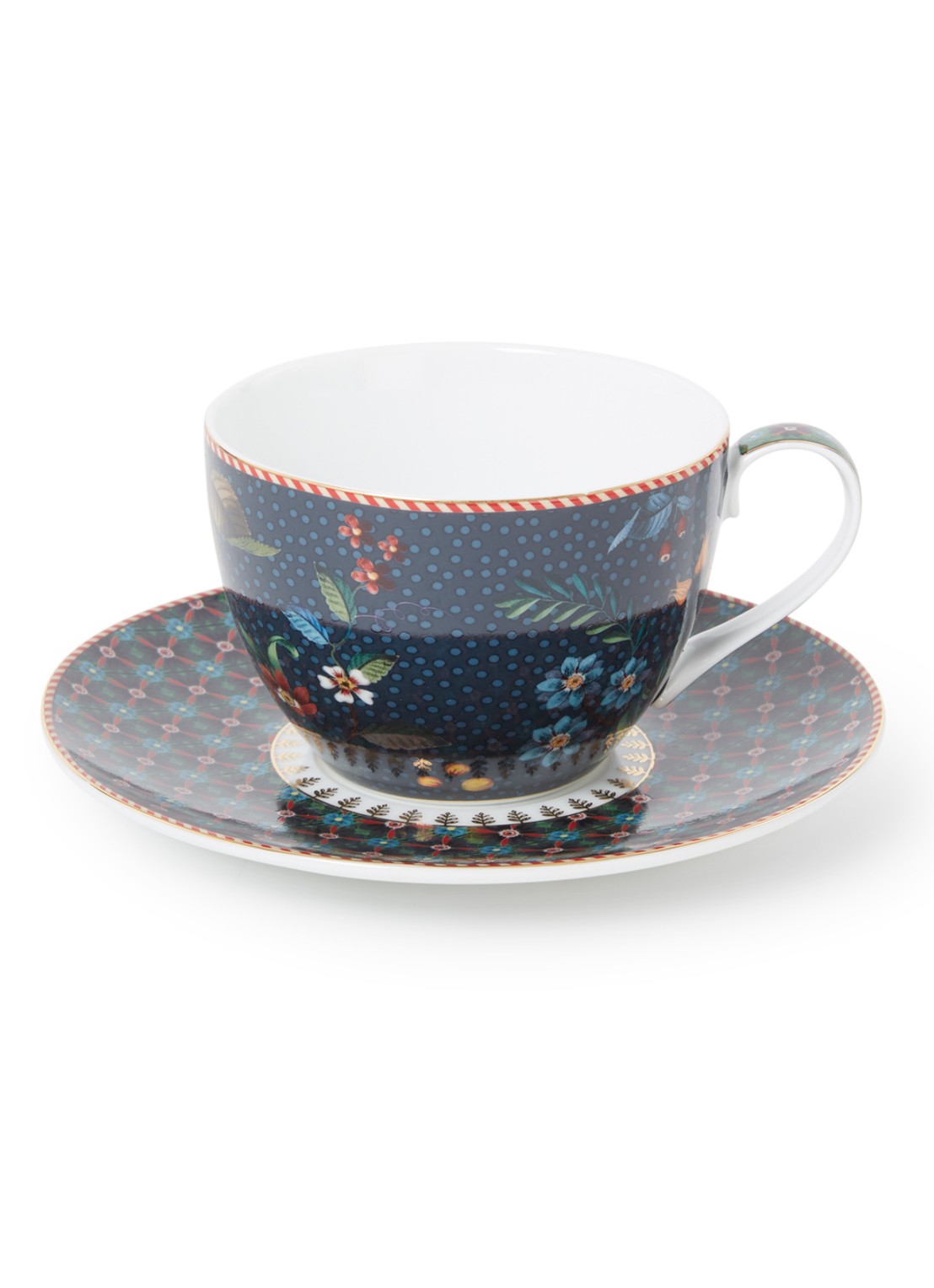 Pip Studio Berry Blue kop en schotel 28 cl - voorkant donkerblauw