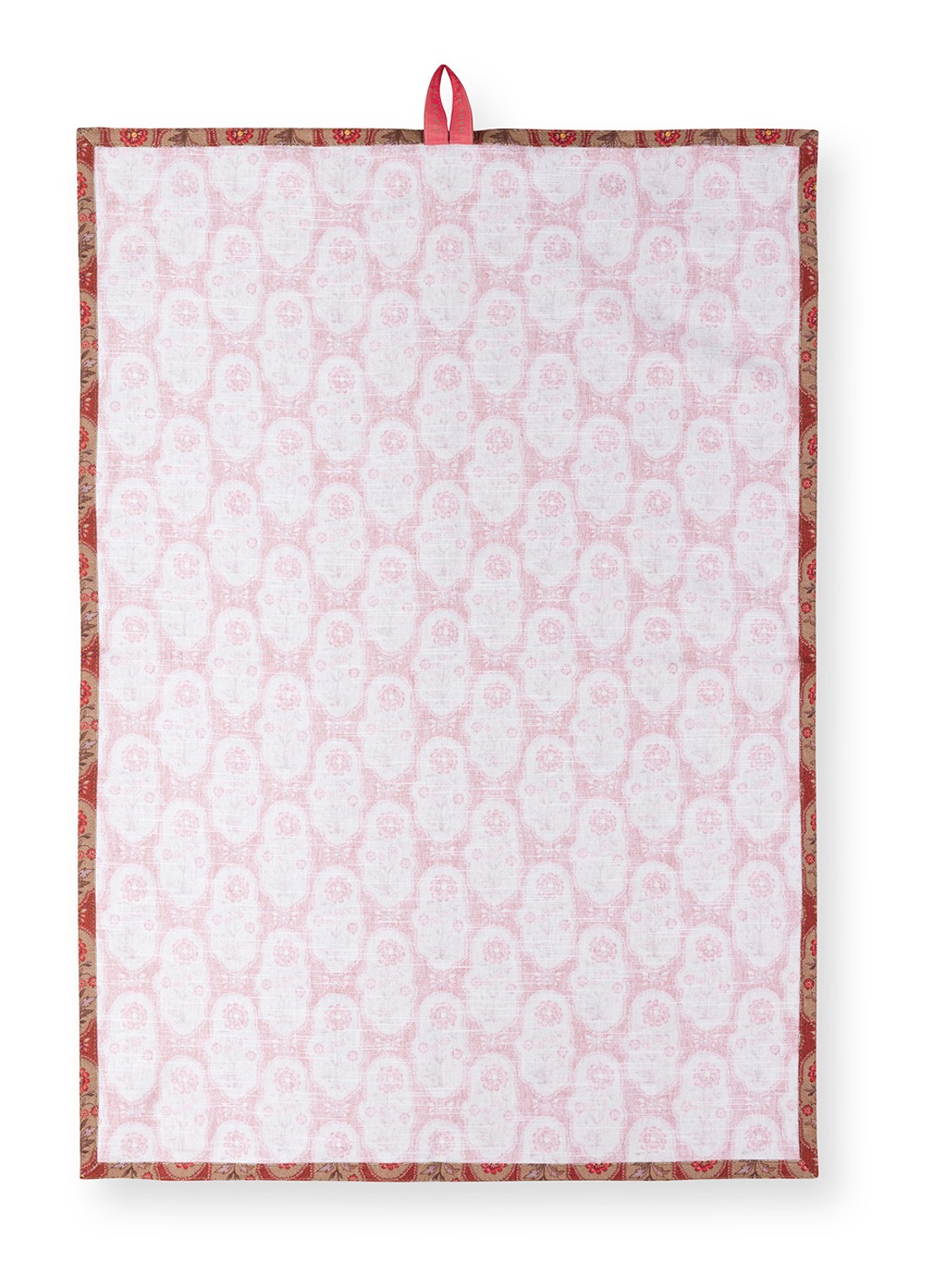 Pip Studio Blooming Tales Bustani-Pashmina theedoek 50 x 70 cm set van 2 - achterkant 7 donkerrood