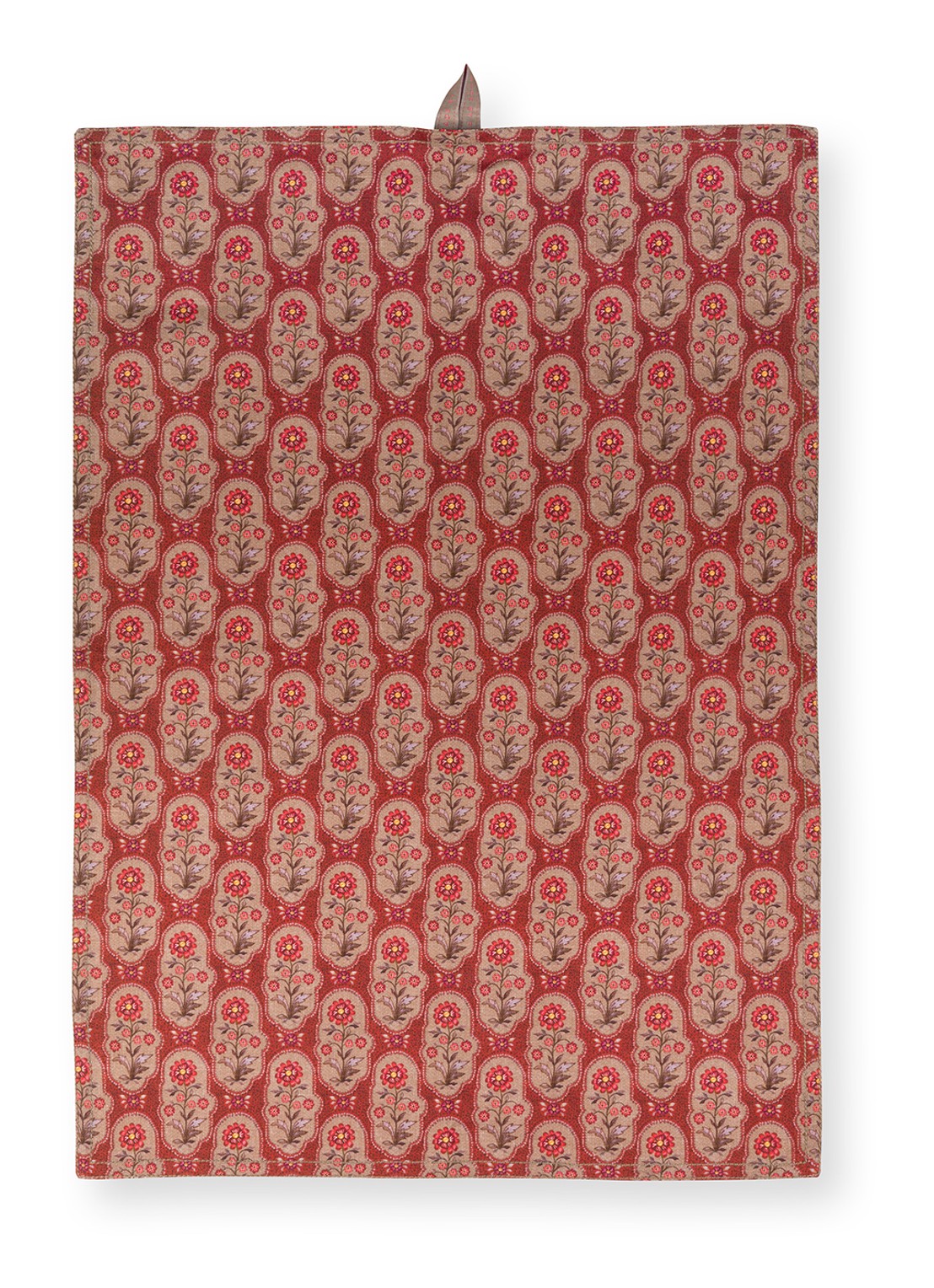 Pip Studio Blooming Tales Bustani-Pashmina theedoek 50 x 70 cm set van 2 - detail 2 donkerrood