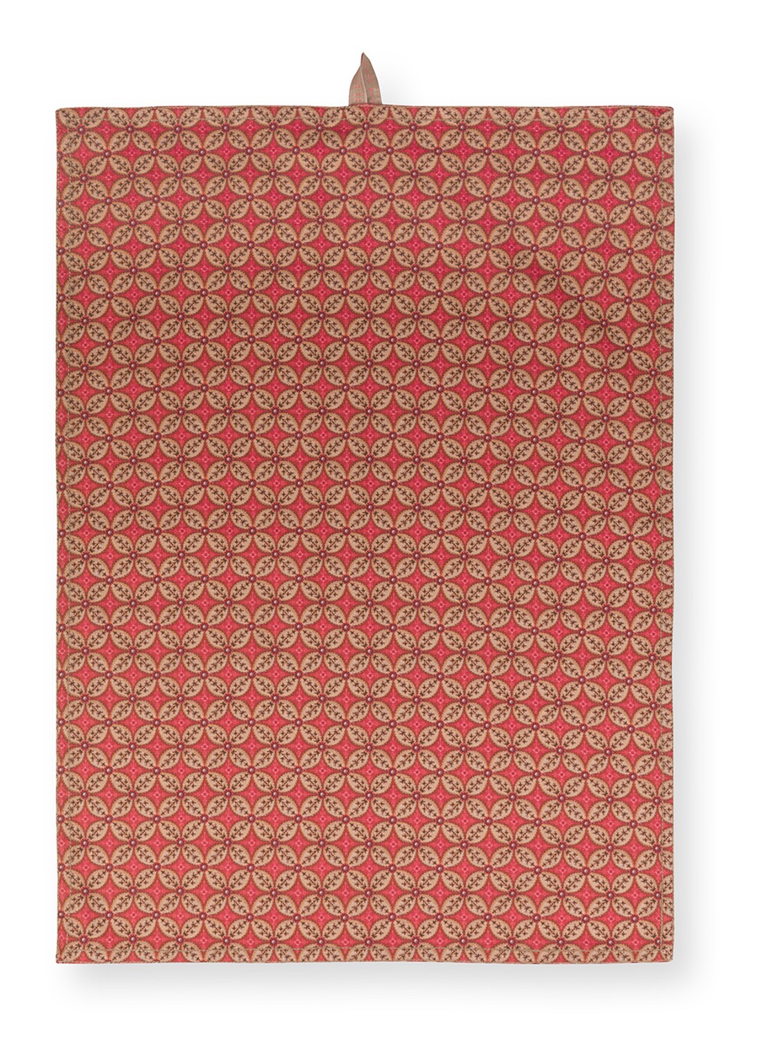 Pip Studio Blooming Tales Bustani-Pashmina theedoek 50 x 70 cm set van 2 - voorkant 5 donkerrood