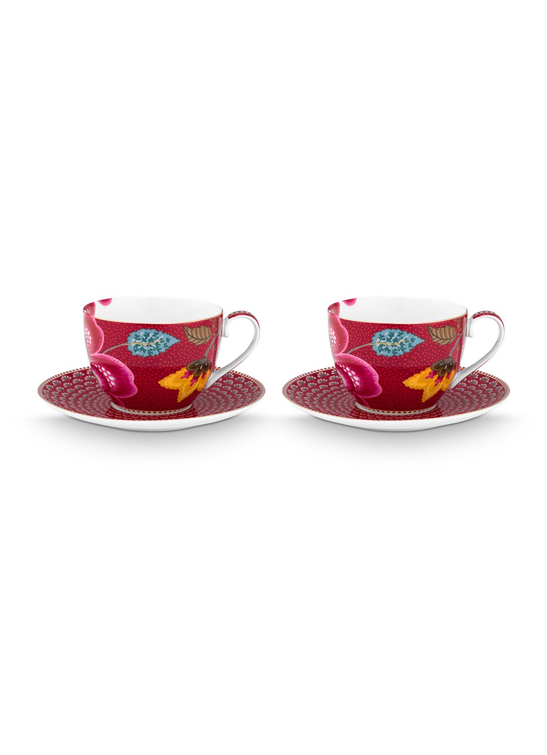 Pip Studio Blooming Tales Fantasy kop en schotel set van 2 - detail 4 donkerrood