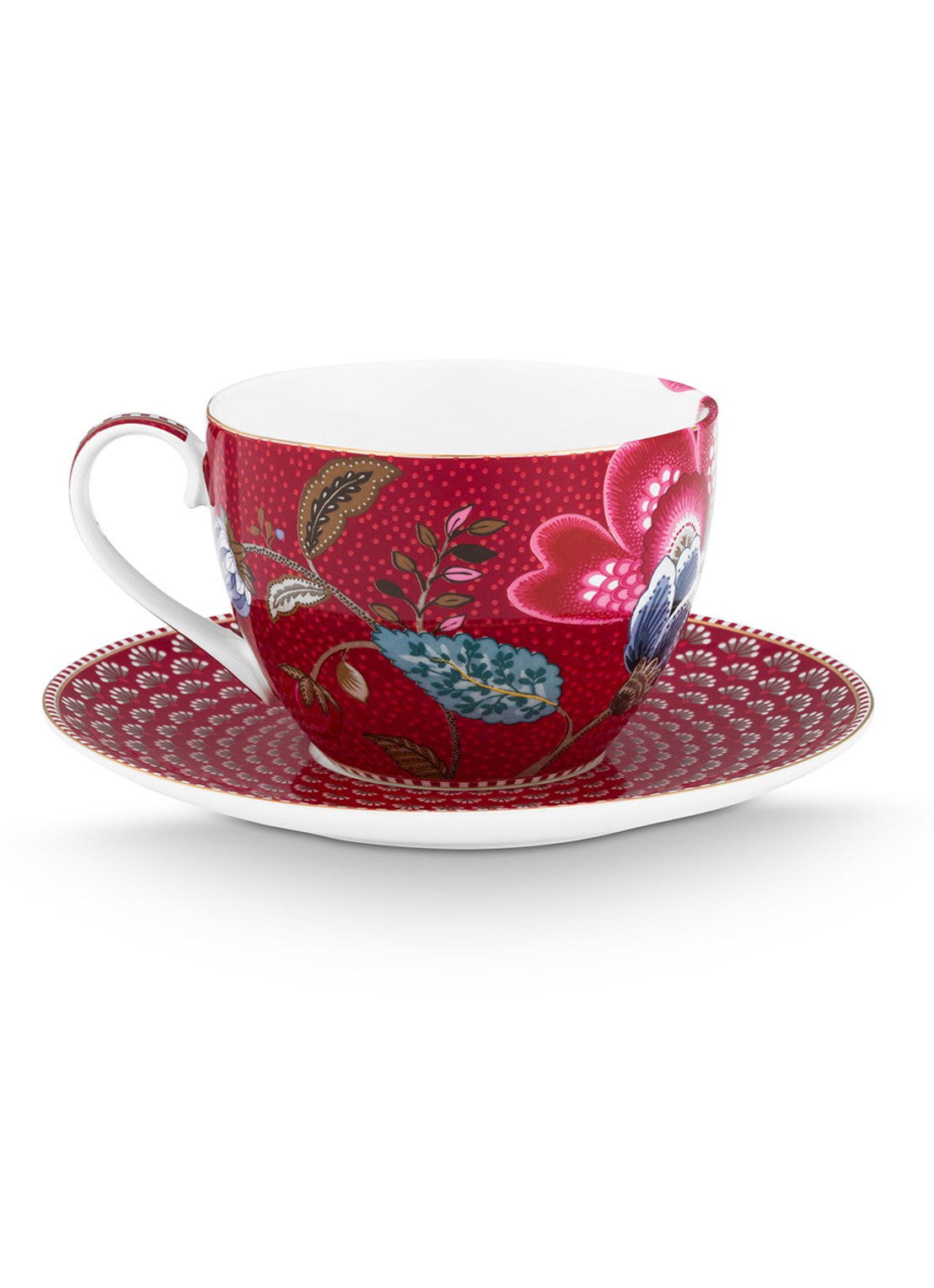 Pip Studio Blooming Tales Fantasy kop en schotel set van 2 - detail 5 donkerrood