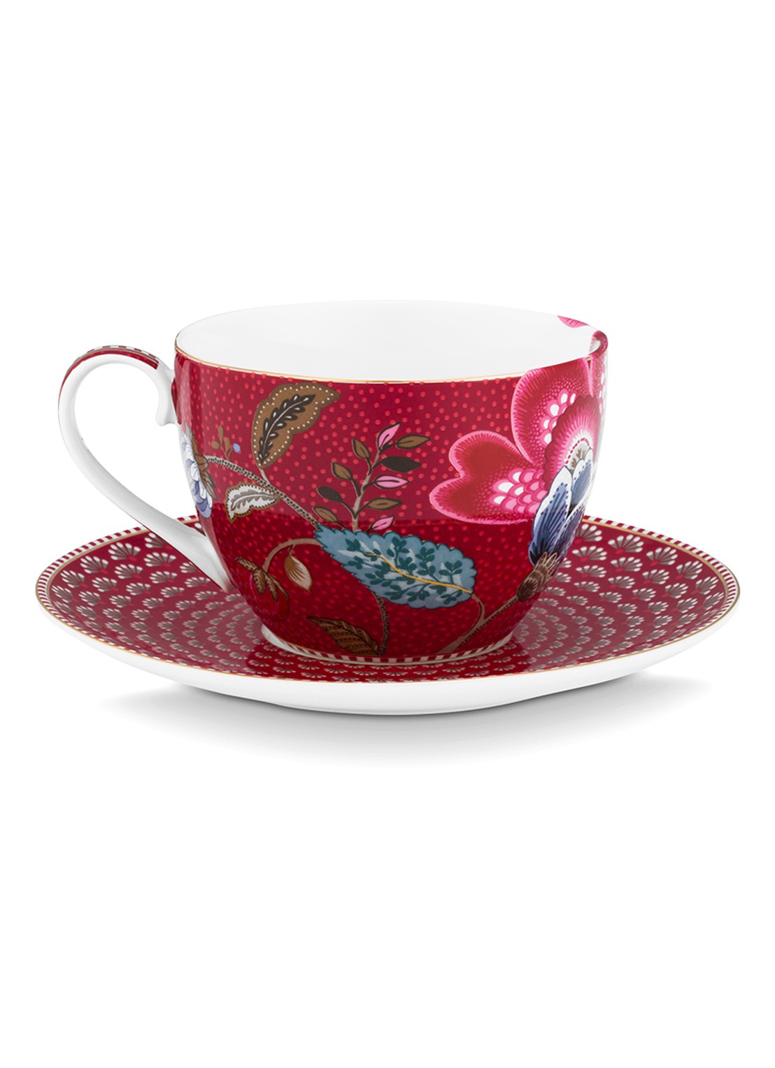 Pip Studio Blooming Tales Fantasy kop en schotel - achterkant 5 donkerrood