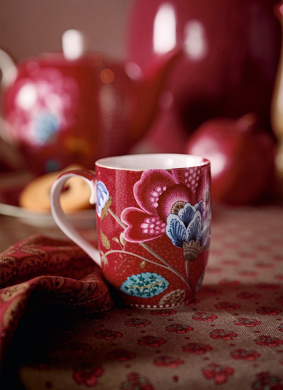 Pip Studio Blooming Tales Fantasy kopje set van 2 - voorkant 7 donkerrood