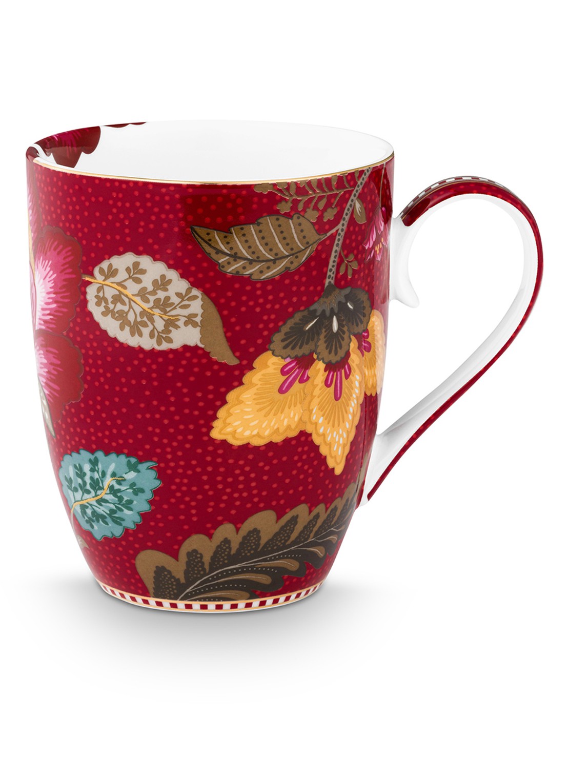 Pip Studio Blooming Tales Fantasy mok set van 2 - achterkant donkerrood