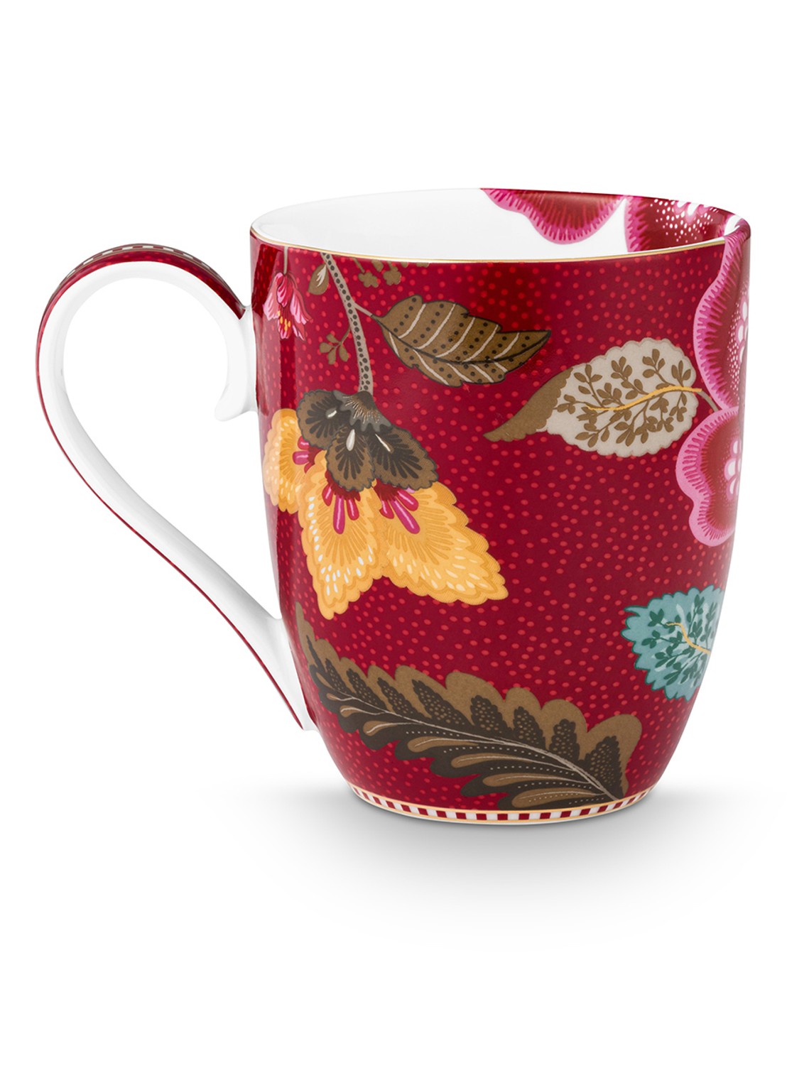 Pip Studio Blooming Tales Fantasy mok - achterkant 4 donkerrood