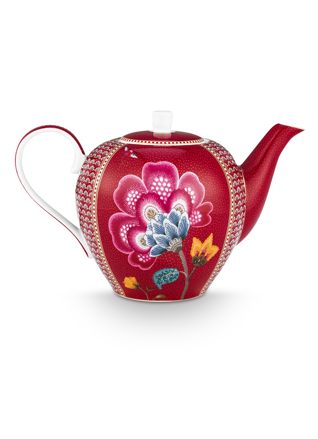 Pip Studio Blooming Tales Fantasy theepot - achterkant donkerrood