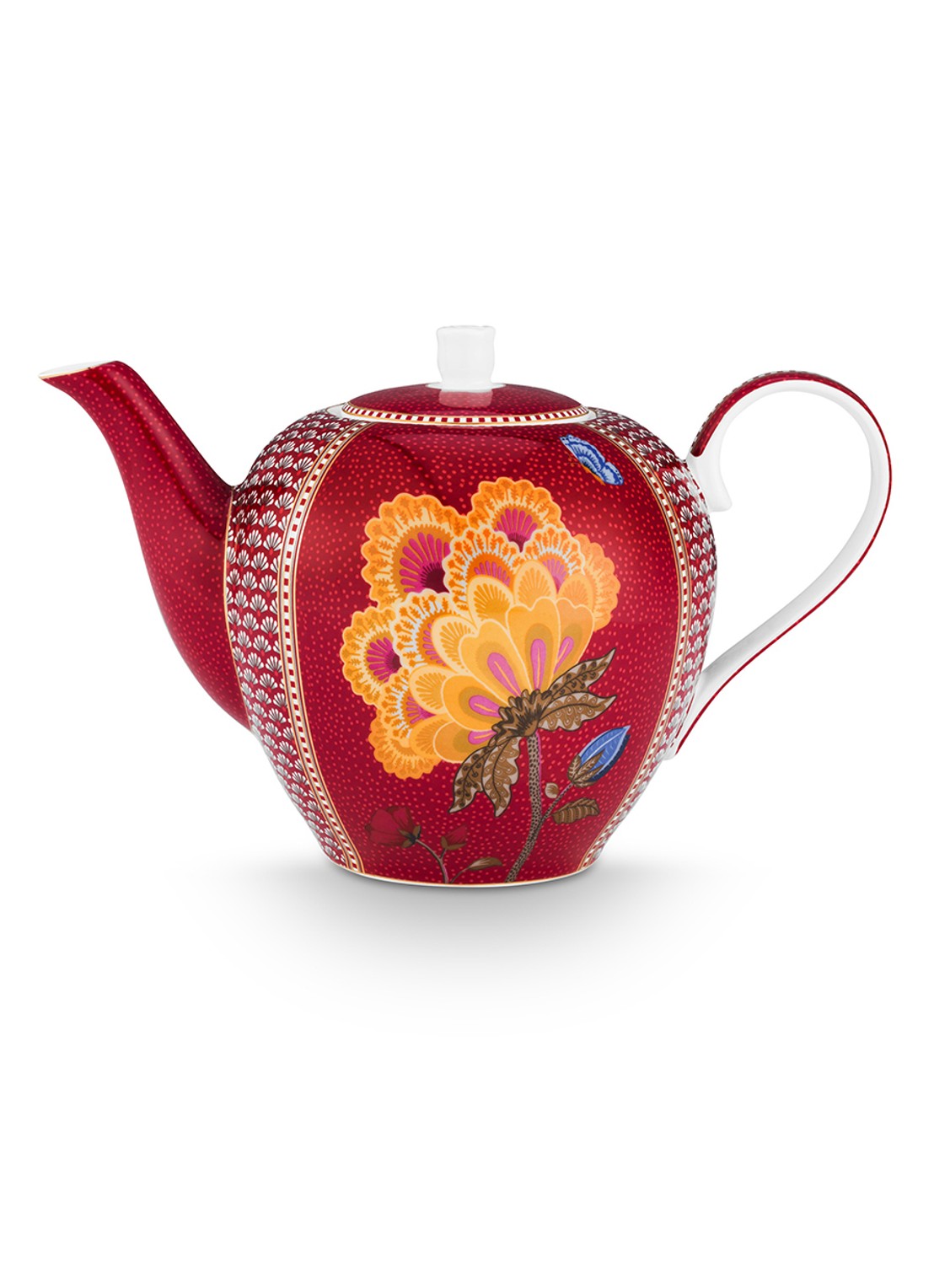 Pip Studio Blooming Tales Fantasy theepot - voorkant 2 donkerrood