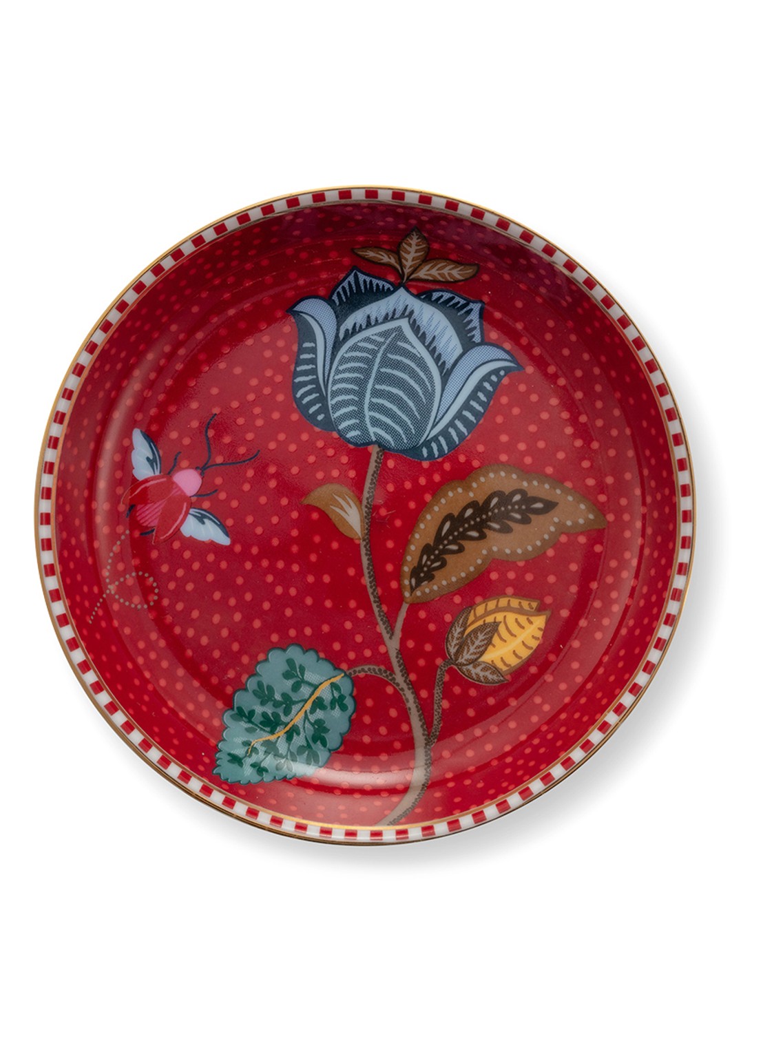 Pip Studio Blooming Tales Fantasy theetip 9 cm - voorkant donkerrood