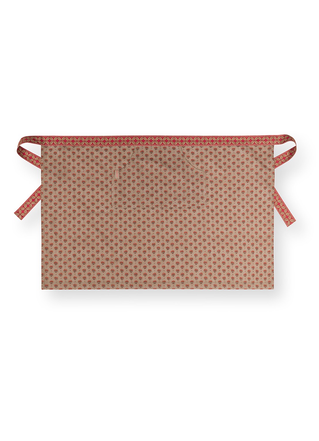 Pip Studio Blooming Tales keukenschort  - achterkant 3 donkerrood