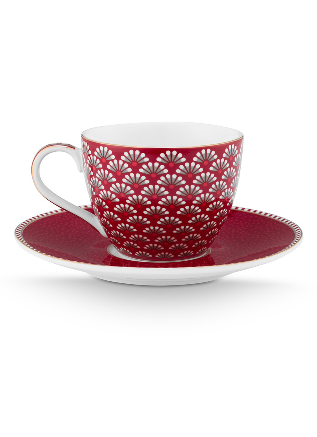 Pip Studio Blooming Tales kop en schotel - achterkant 5 donkerrood