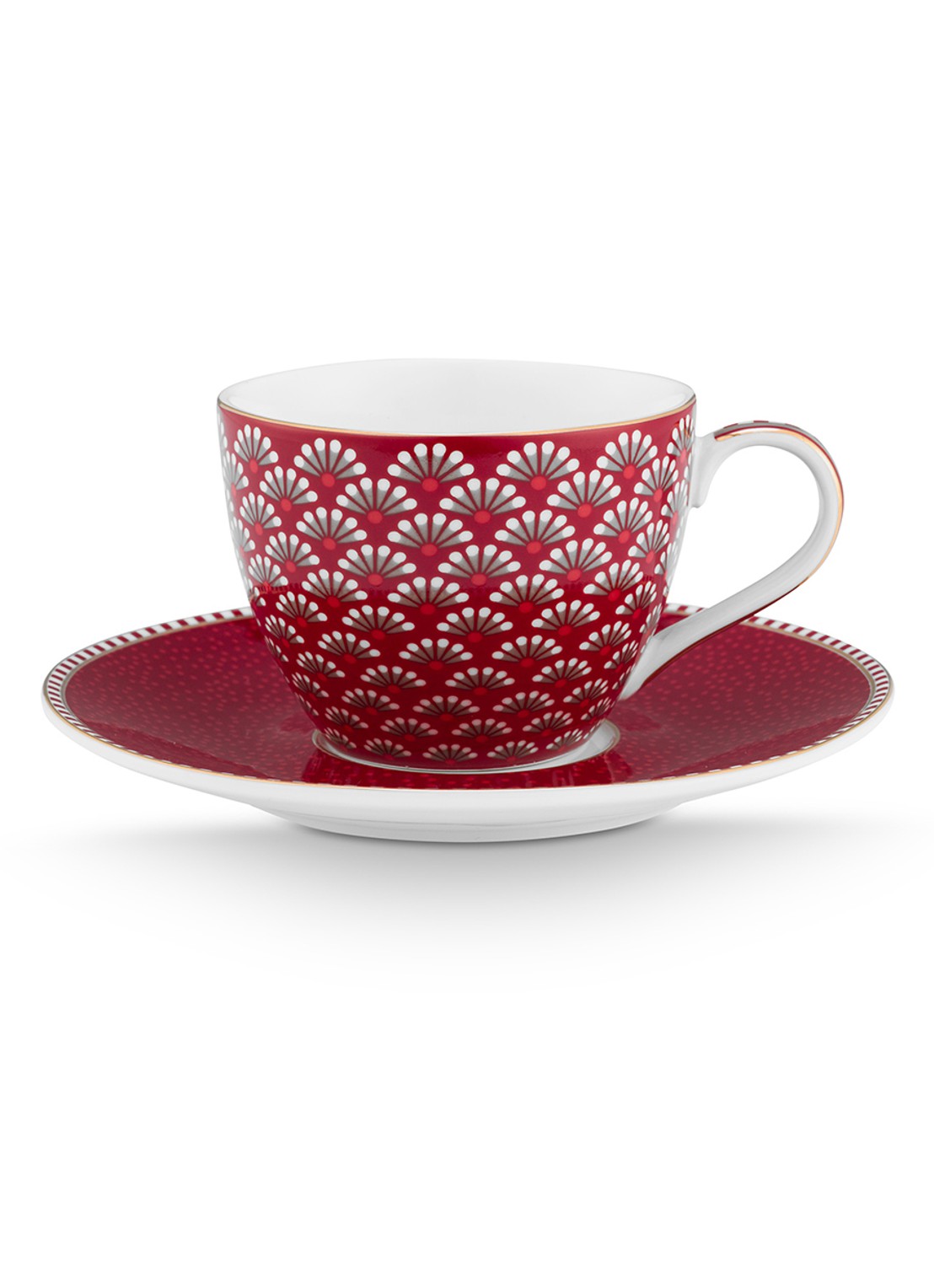 Pip Studio Blooming Tales kop en schotel - voorkant 3 donkerrood