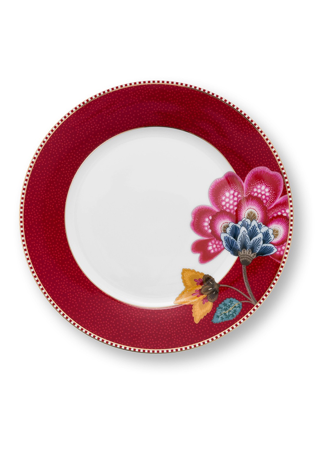 Pip Studio Blooming Tales ontbijtbord 21 cm - voorkant 2 donkerrood