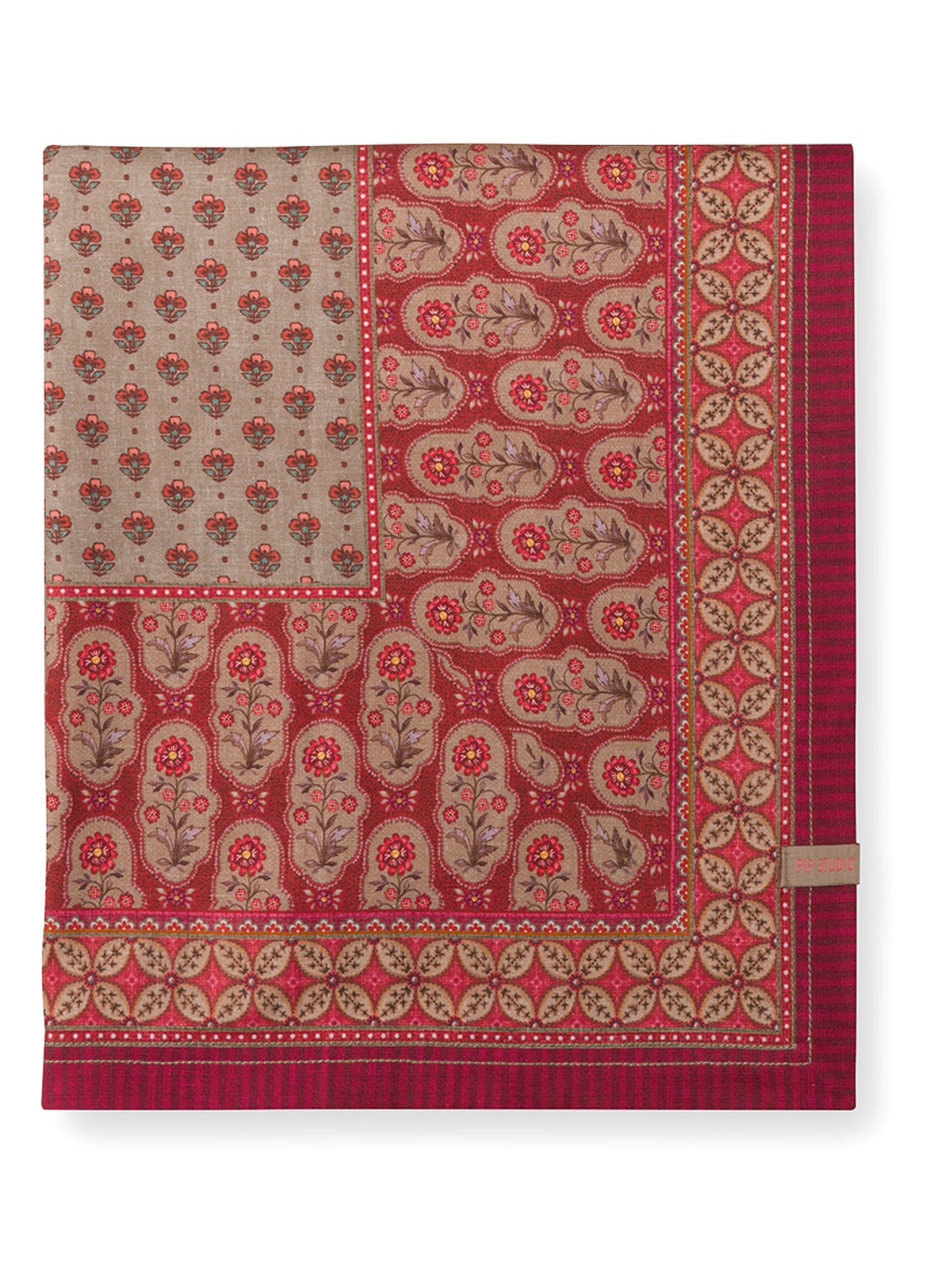 Pip Studio Blooming Tales tafelkleed 150 x 250 cm - detail 2 donkerrood