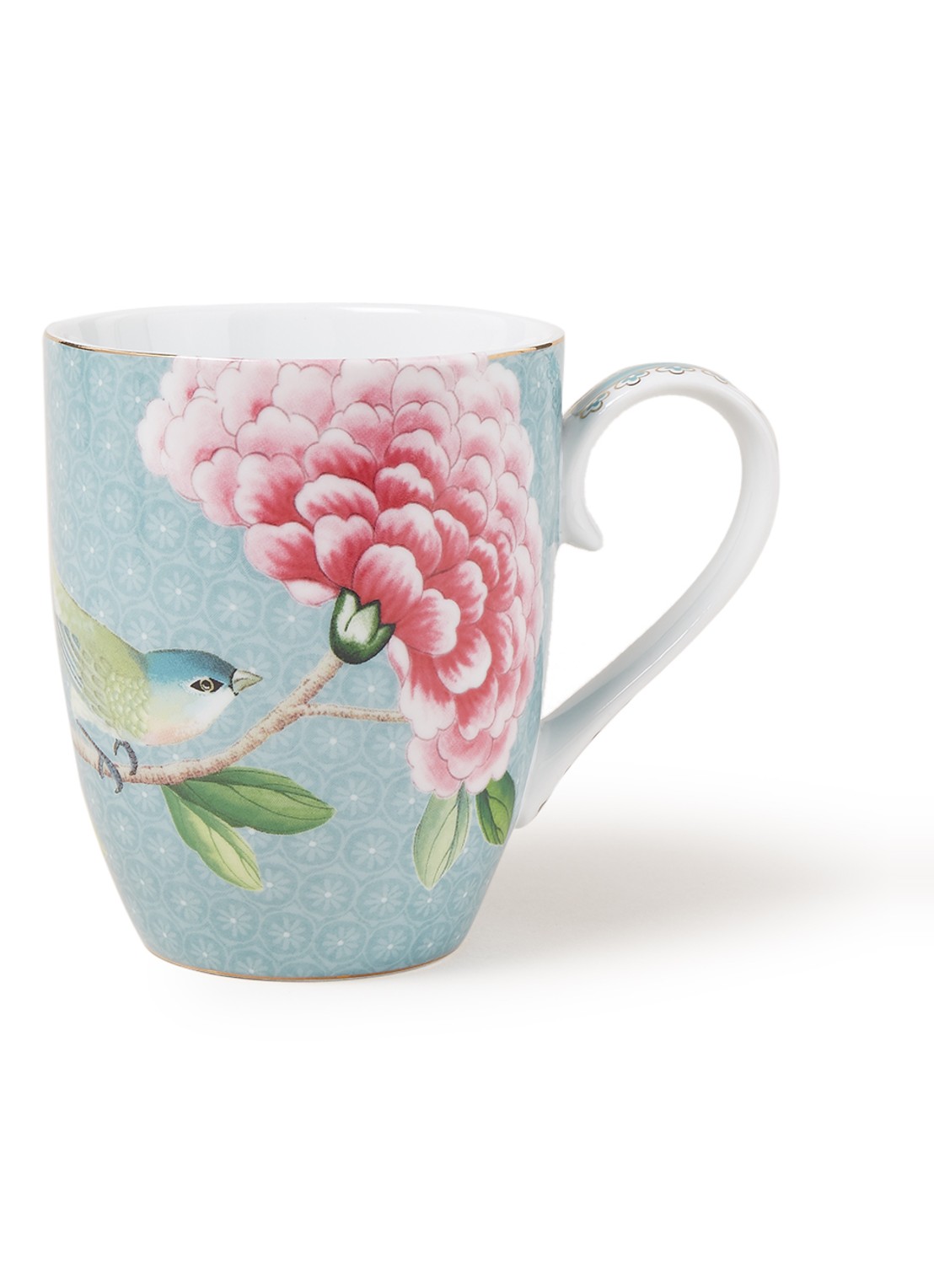Pip Studio Blushing Birds mok 35 cl  - voorkant 2 lichtblauw