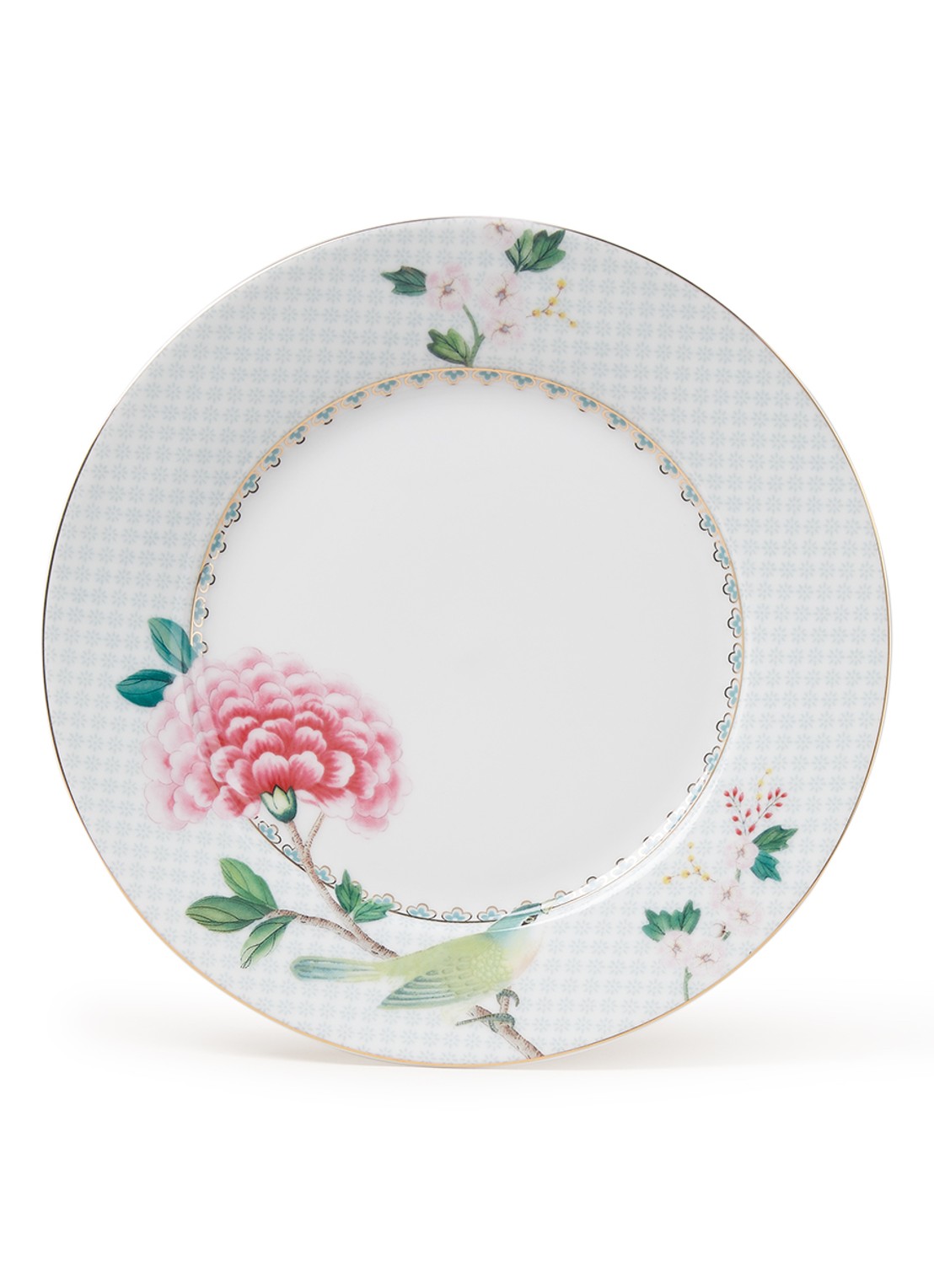 Pip Studio Blushing Birds ontbijtbord 21 cm  - voorkant 2 lichtblauw