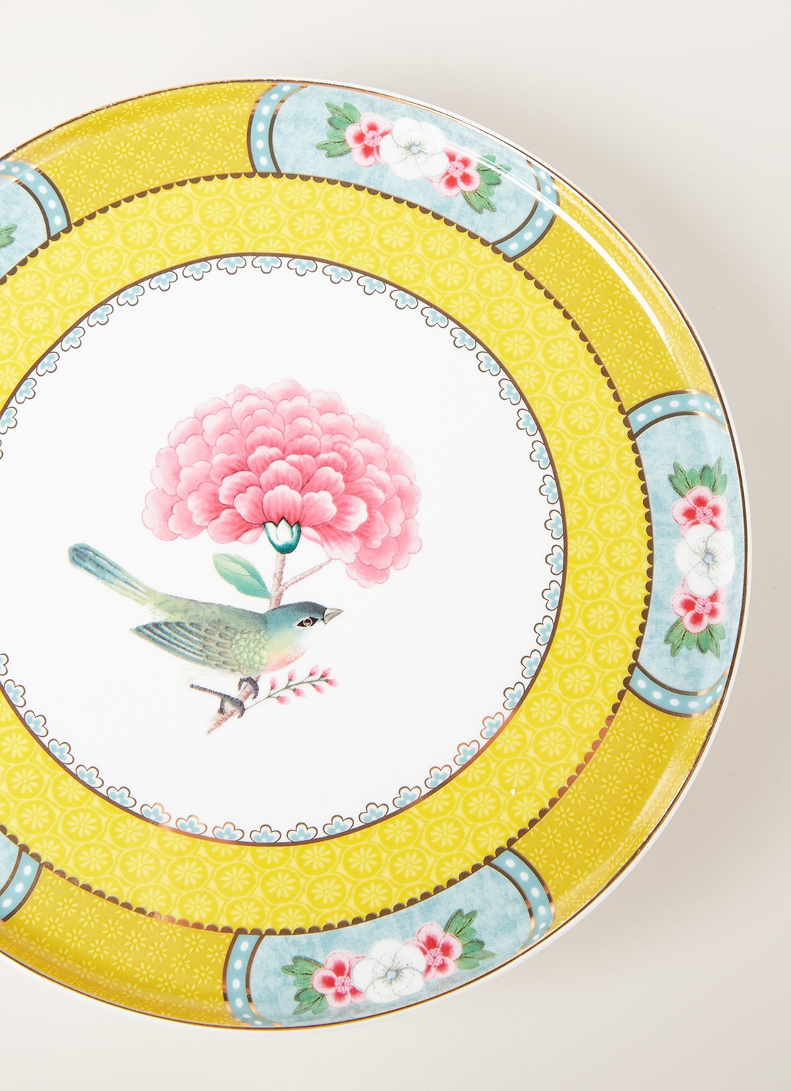 Pip Studio Blushing Birds taartplateau 21 cm - detail 3 mosterd