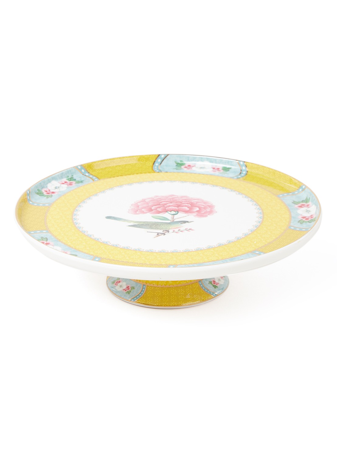 Pip Studio Blushing Birds taartplateau 21 cm - voorkant mosterd