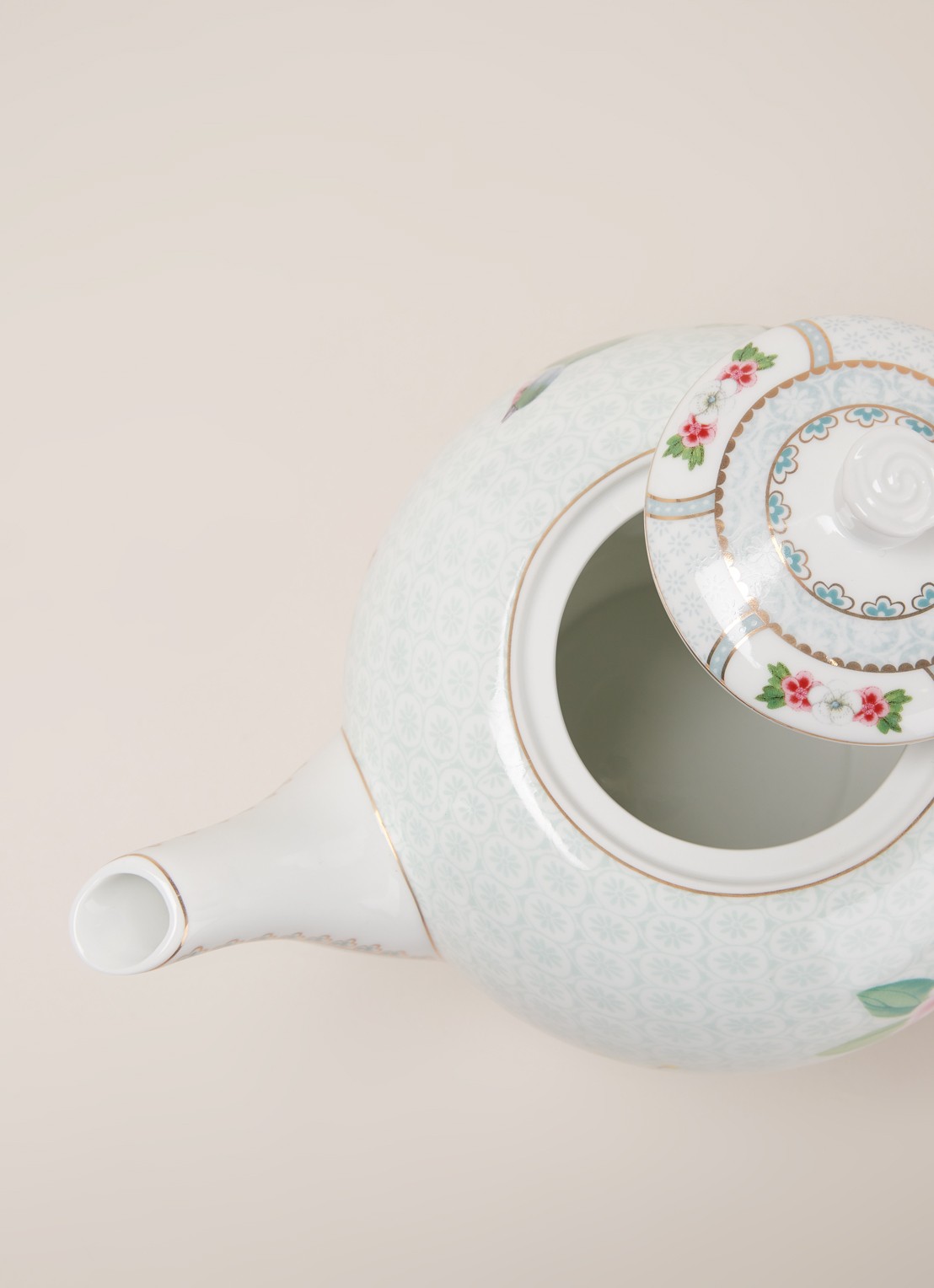 Pip Studio Blushing Birds theepot 1,6 liter - detail 3 lichtblauw