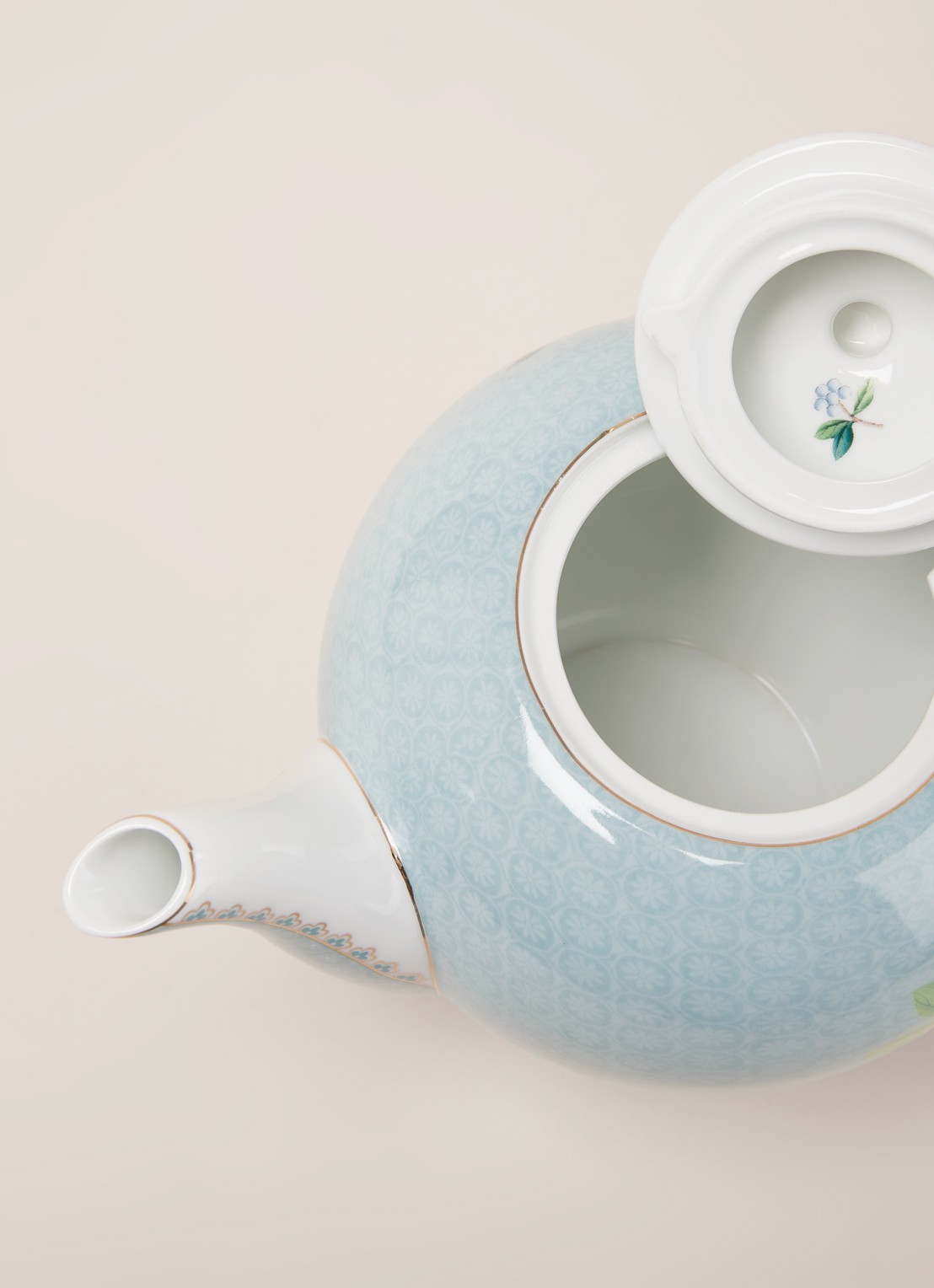 Pip Studio Blushing Birds theepot 1,6 liter  - detail 3 blauw