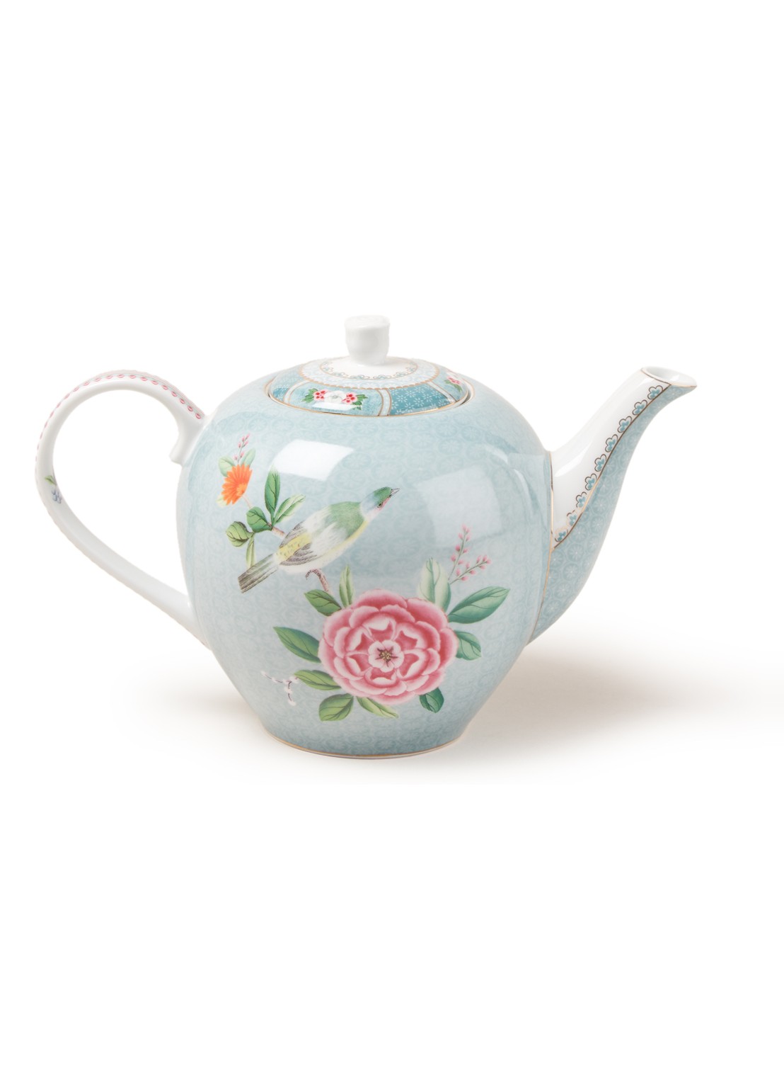 Pip Studio Blushing Birds theepot 1,6 liter  - voorkant blauw