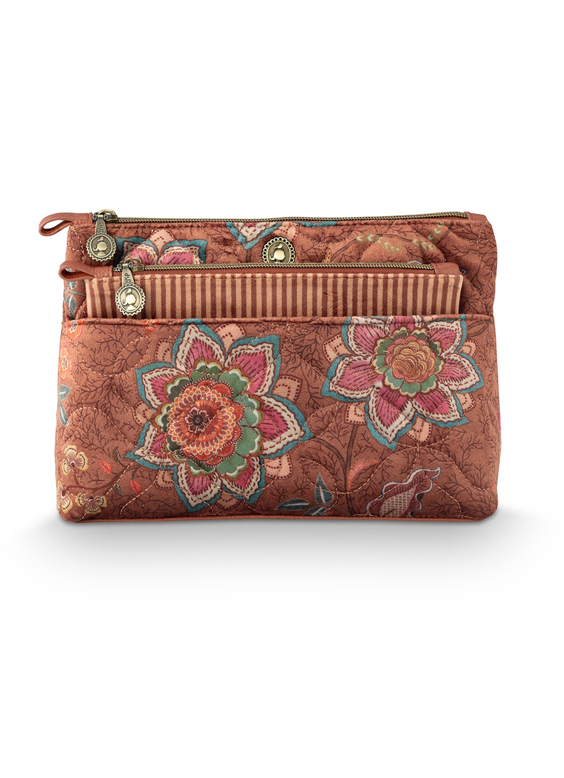 Pip Studio Caryn Mumbai Morning beautycase 2-delig - voorkant 4 bruin