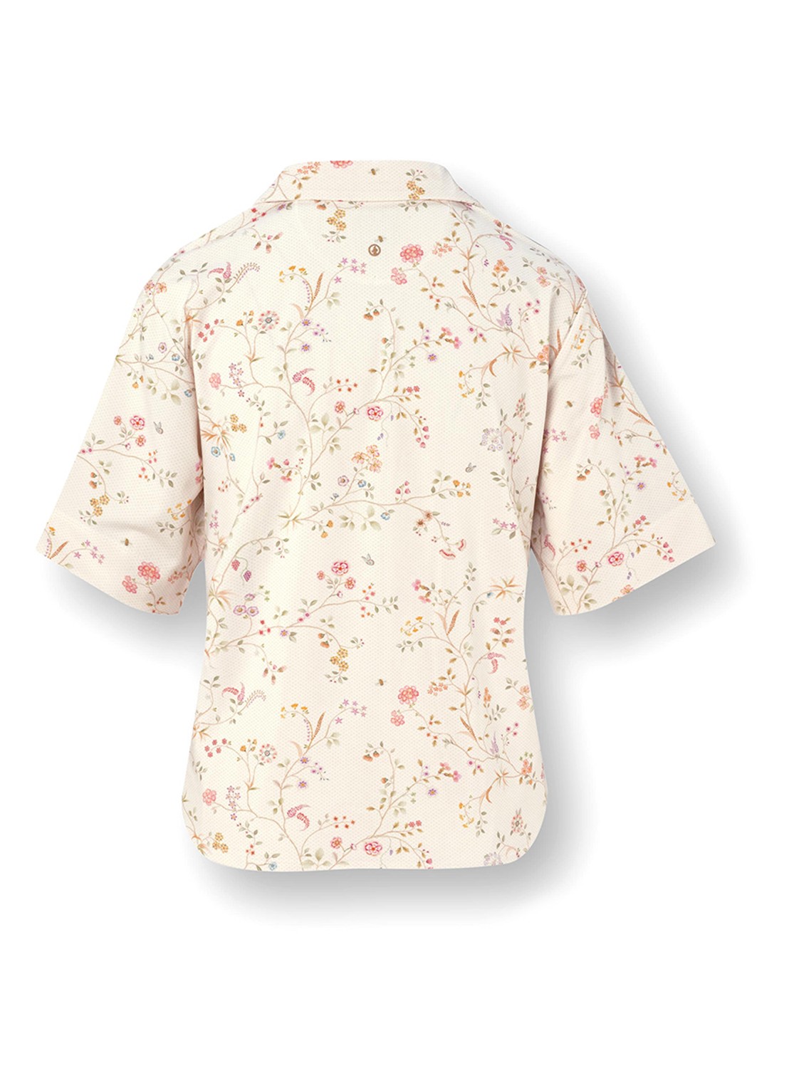 Pip Studio Flora pyjamatop met bloemenprint - achterkant gebroken wit