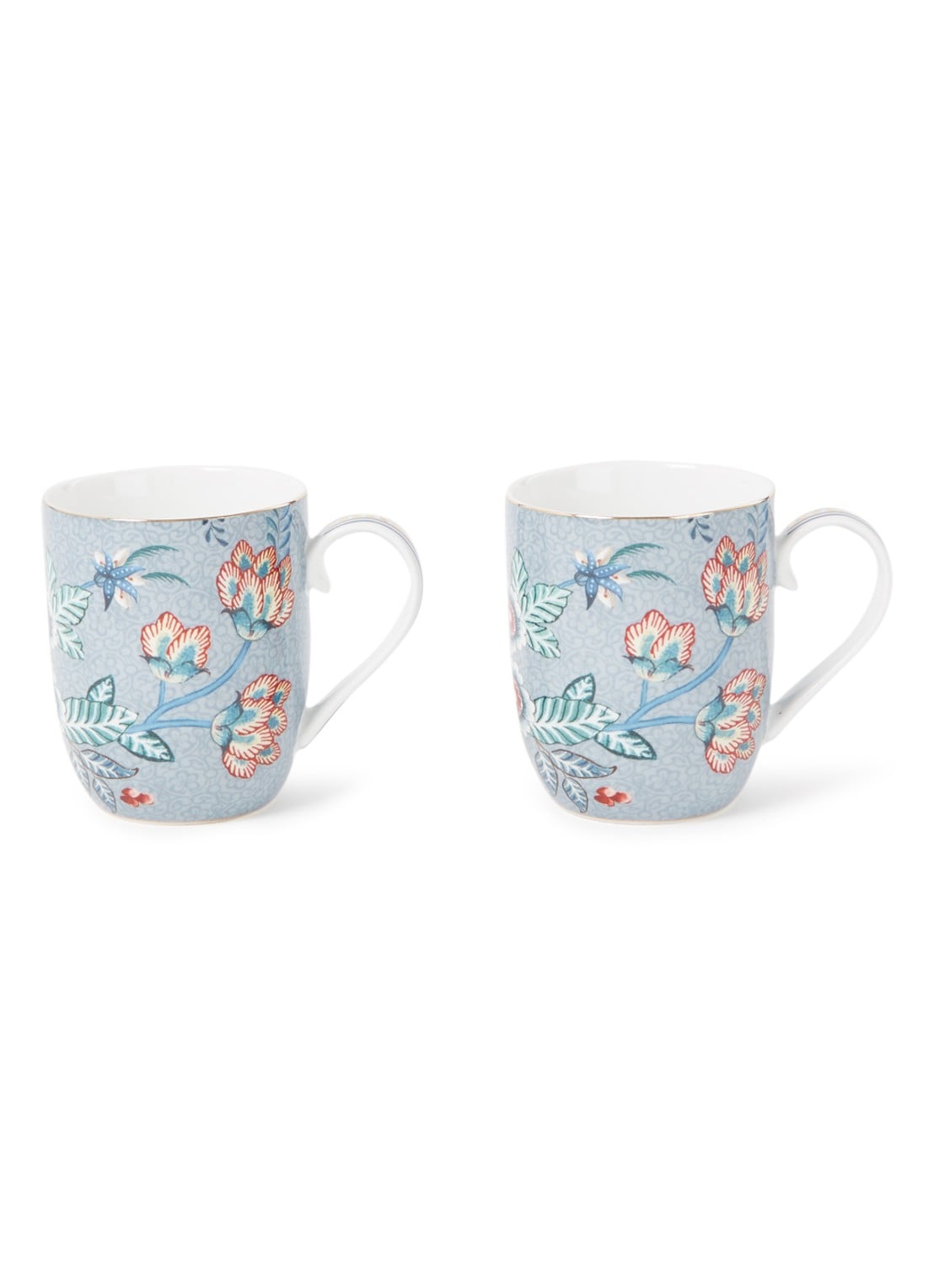Pip Studio Flower Festival espressokopje 14,5 cl set van 2 - voorkant 3 blauwgrijs
