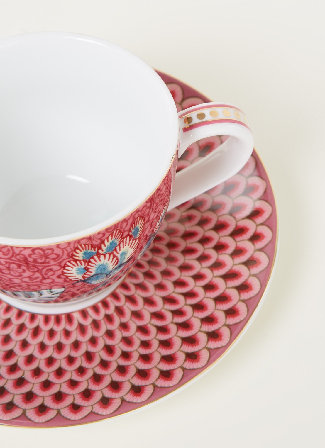 Pip Studio Flower Festival espressokopje en schotel 12 cl set van 2 - voorkant 2 oudroze