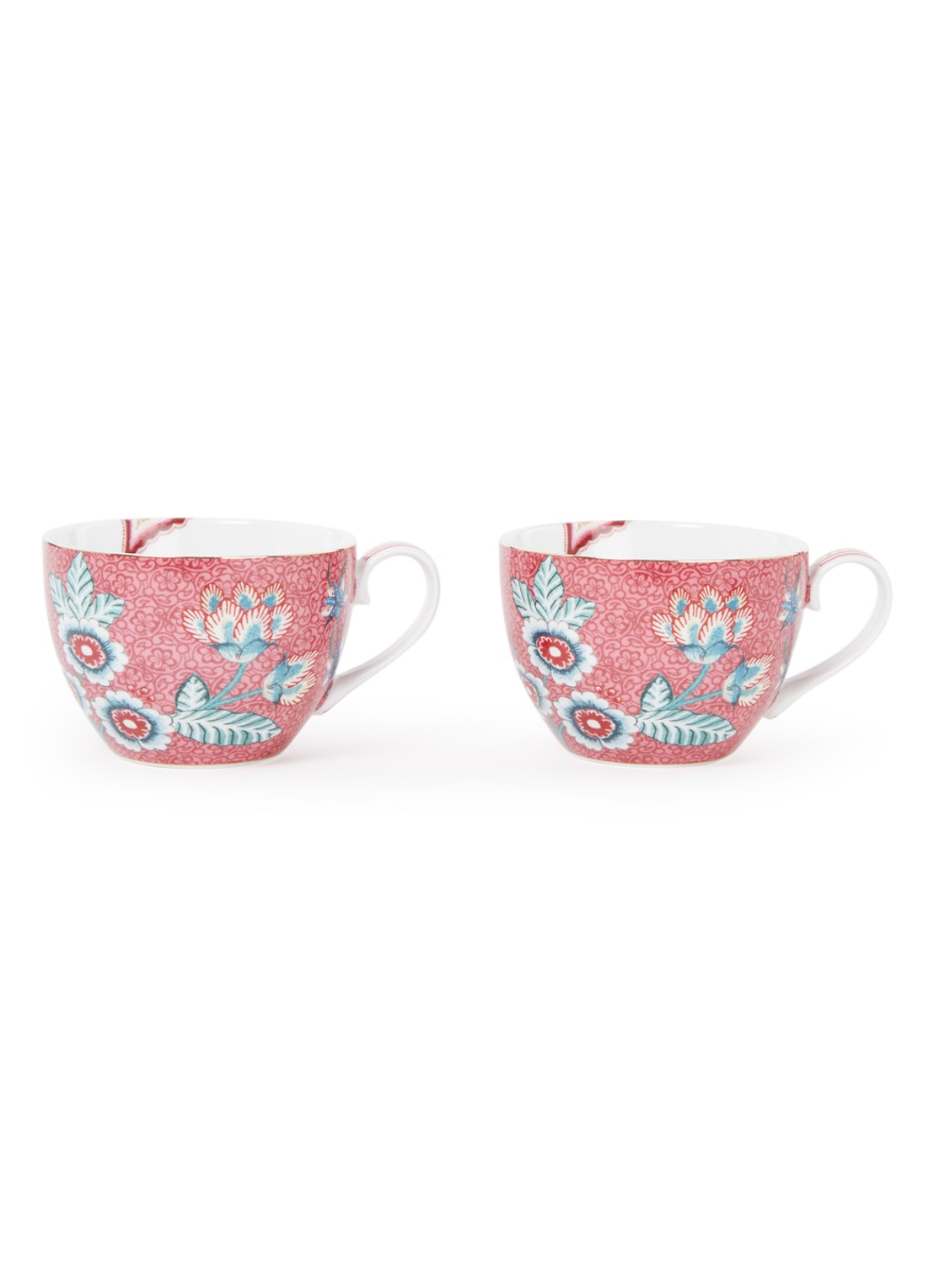 Pip Studio Flower Festival kop en schotel 28 cl set van 2 - voorkant 2 oudroze